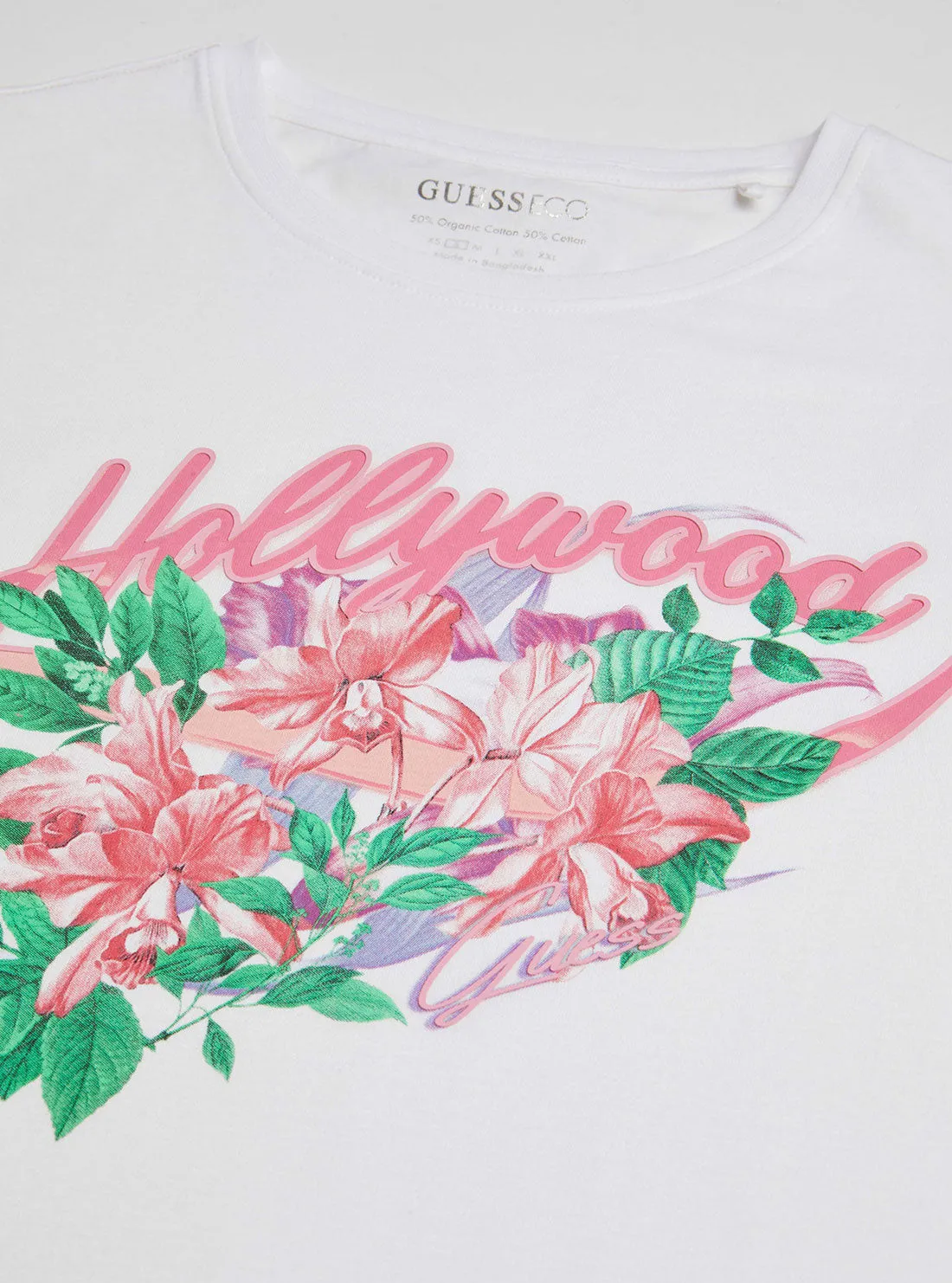 Eco White Floral Print Hollywood T-Shirt