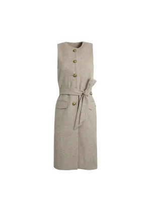 Eleanor Longline Gilet - Almond Herringbone