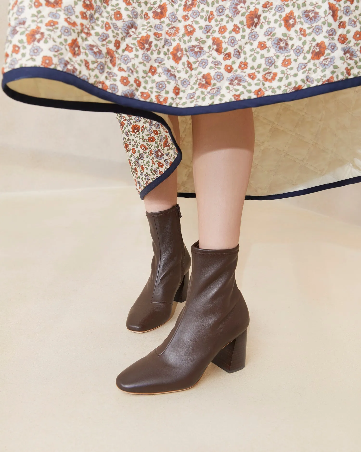 Elise Chocolate Stretch Bootie
