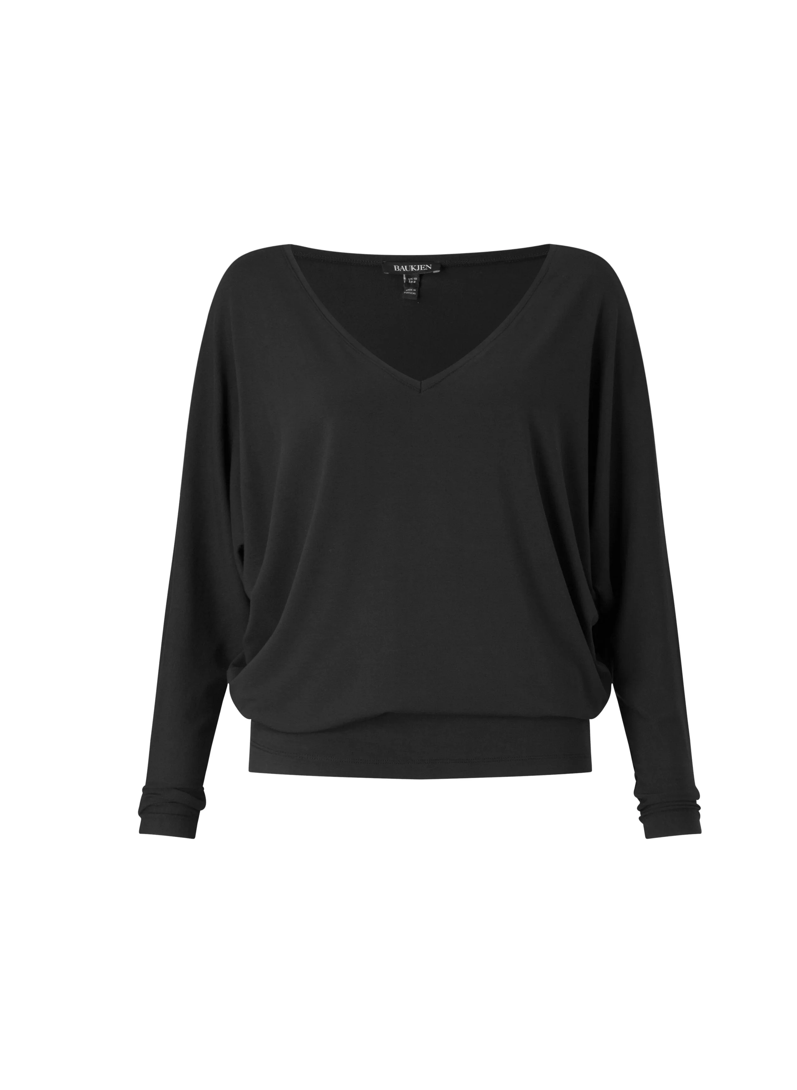 Ella LENZING™ ECOVERO™ Relaxed V-Neck Top | Caviar Black