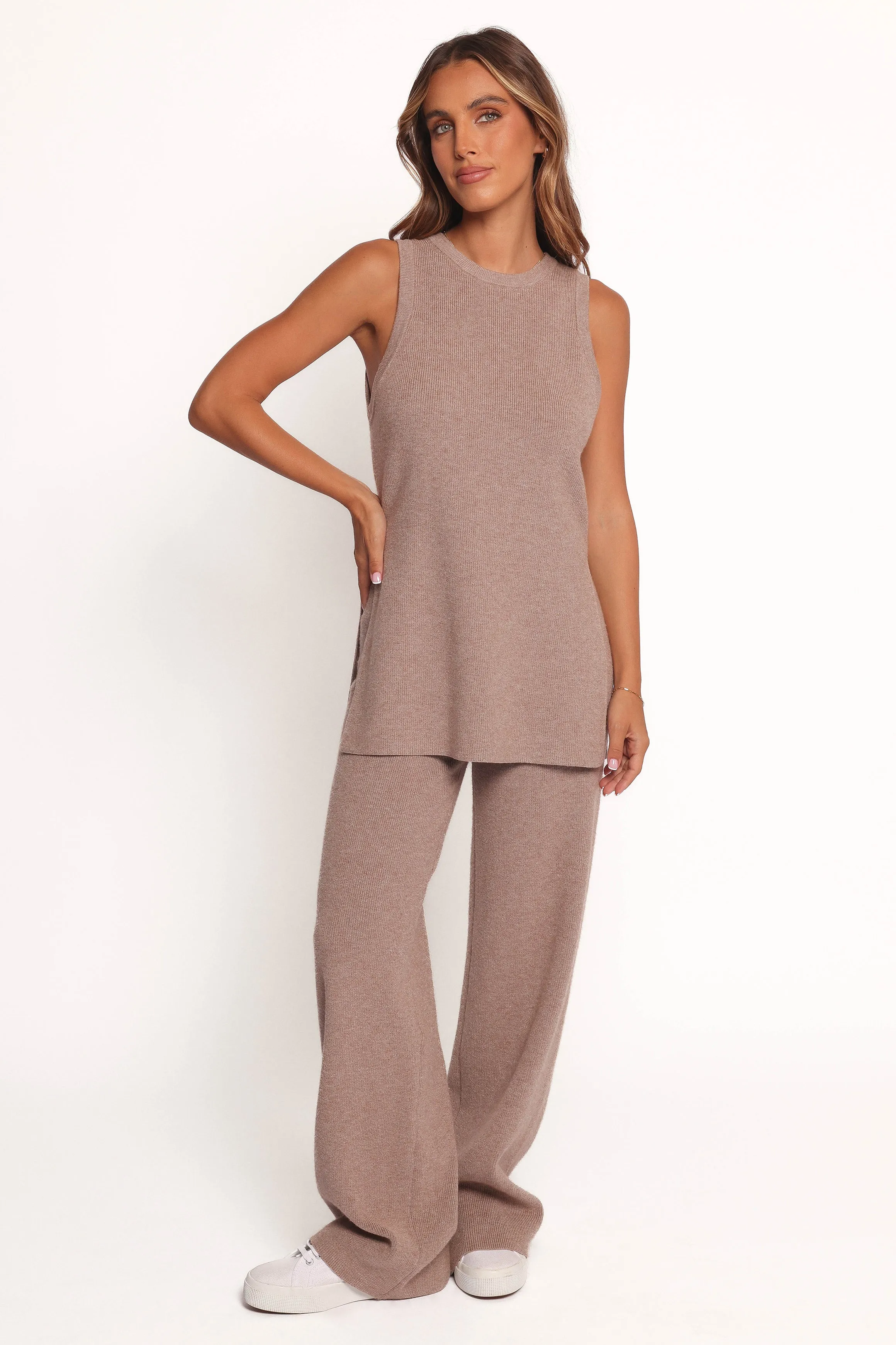 Ellory Knitted Pant Set - Taupe Marle