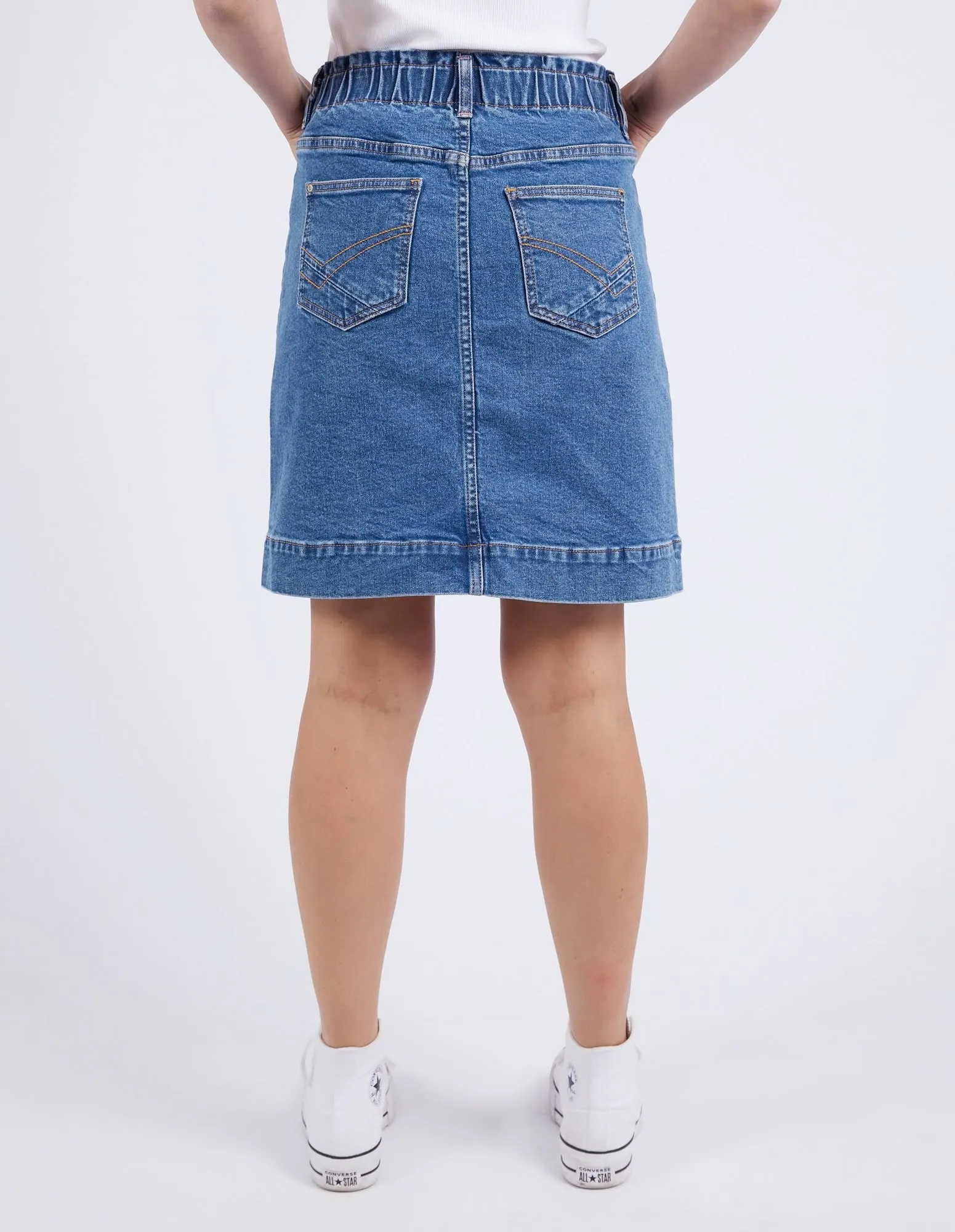 Elm Atlas Denim Skirt Dark Blue Wash