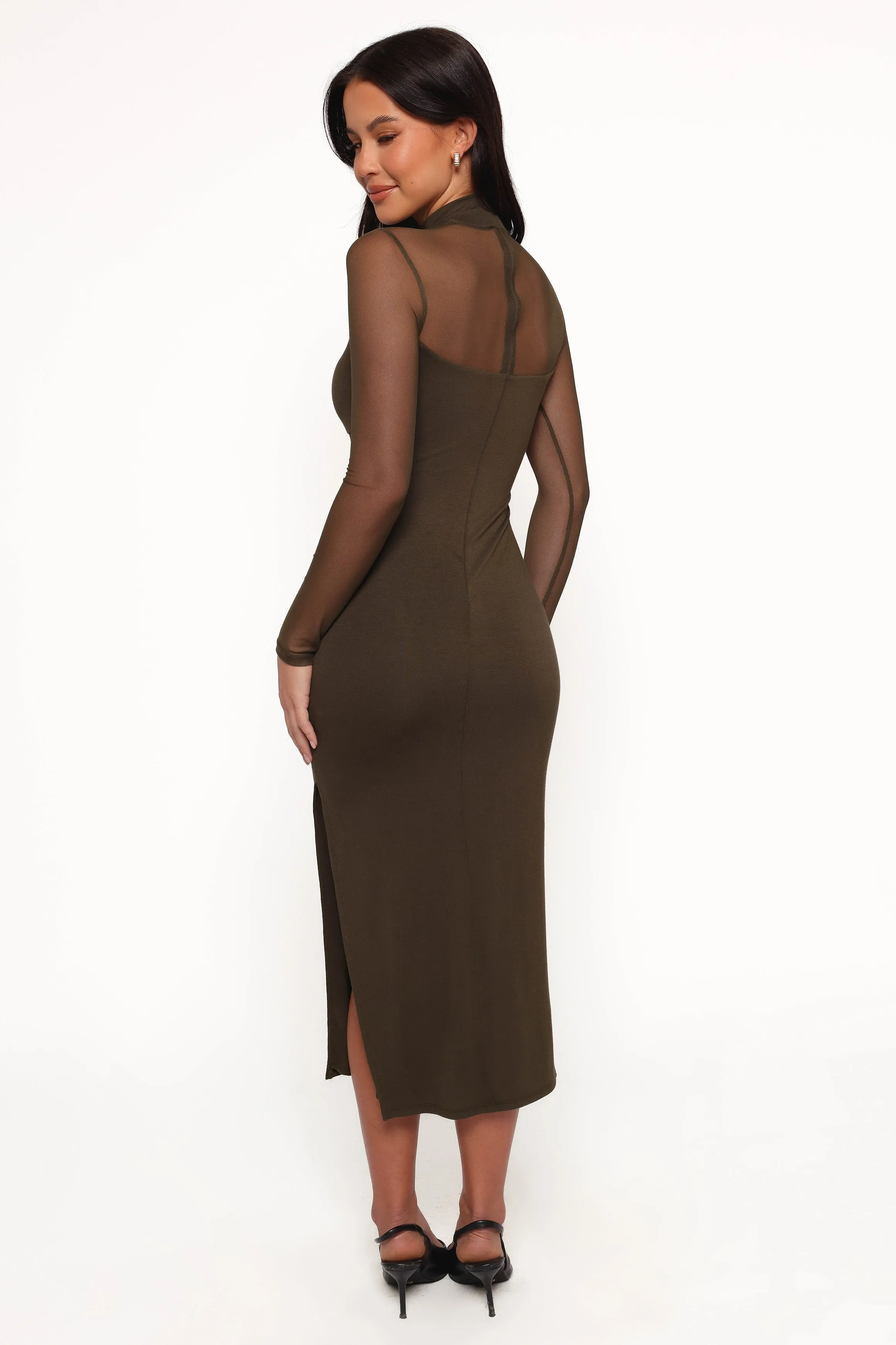 Farrow Long Sleeve Midi Dress - Olive