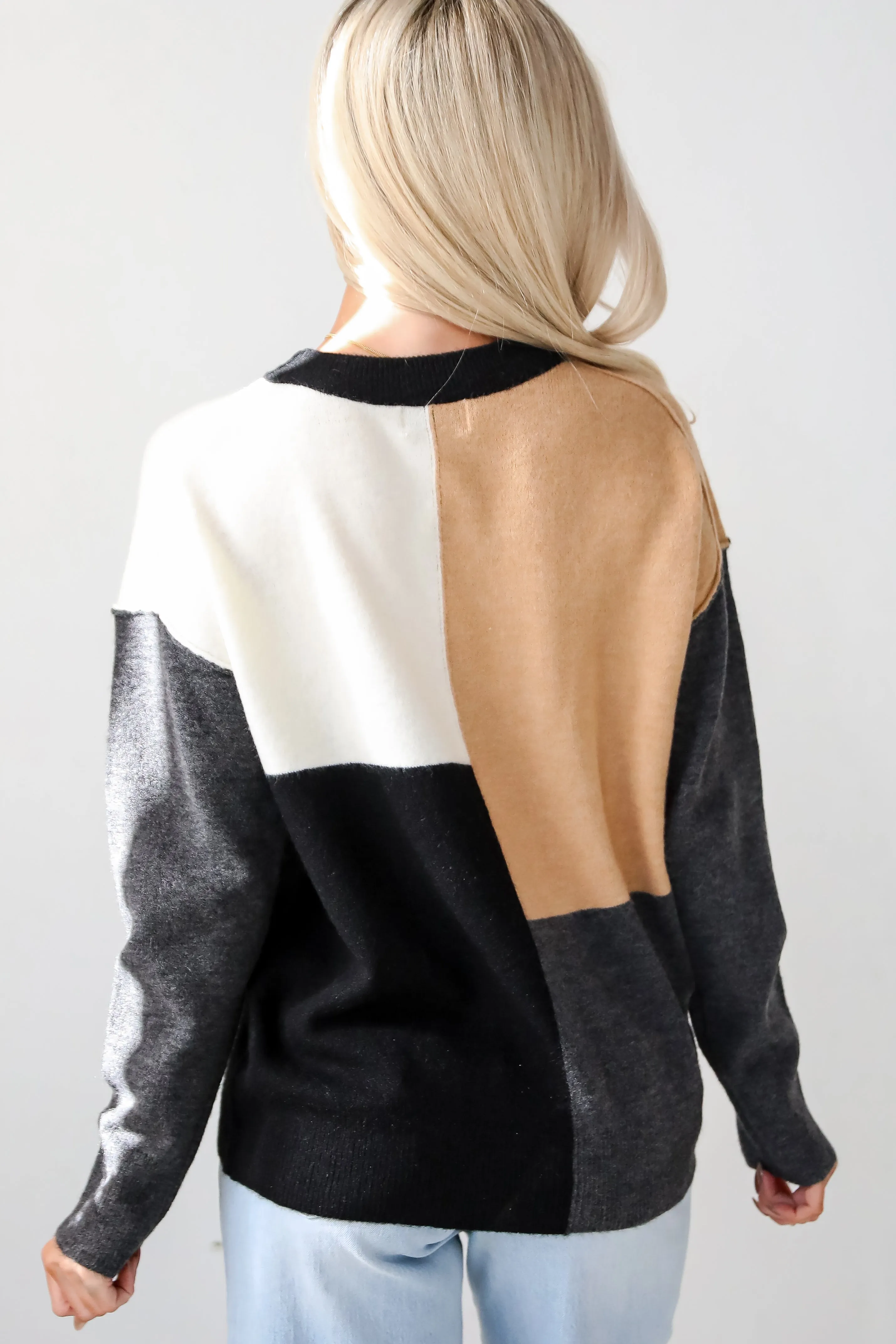 FINAL SALE - Absolutely Unreal Camel Color Block Sweater