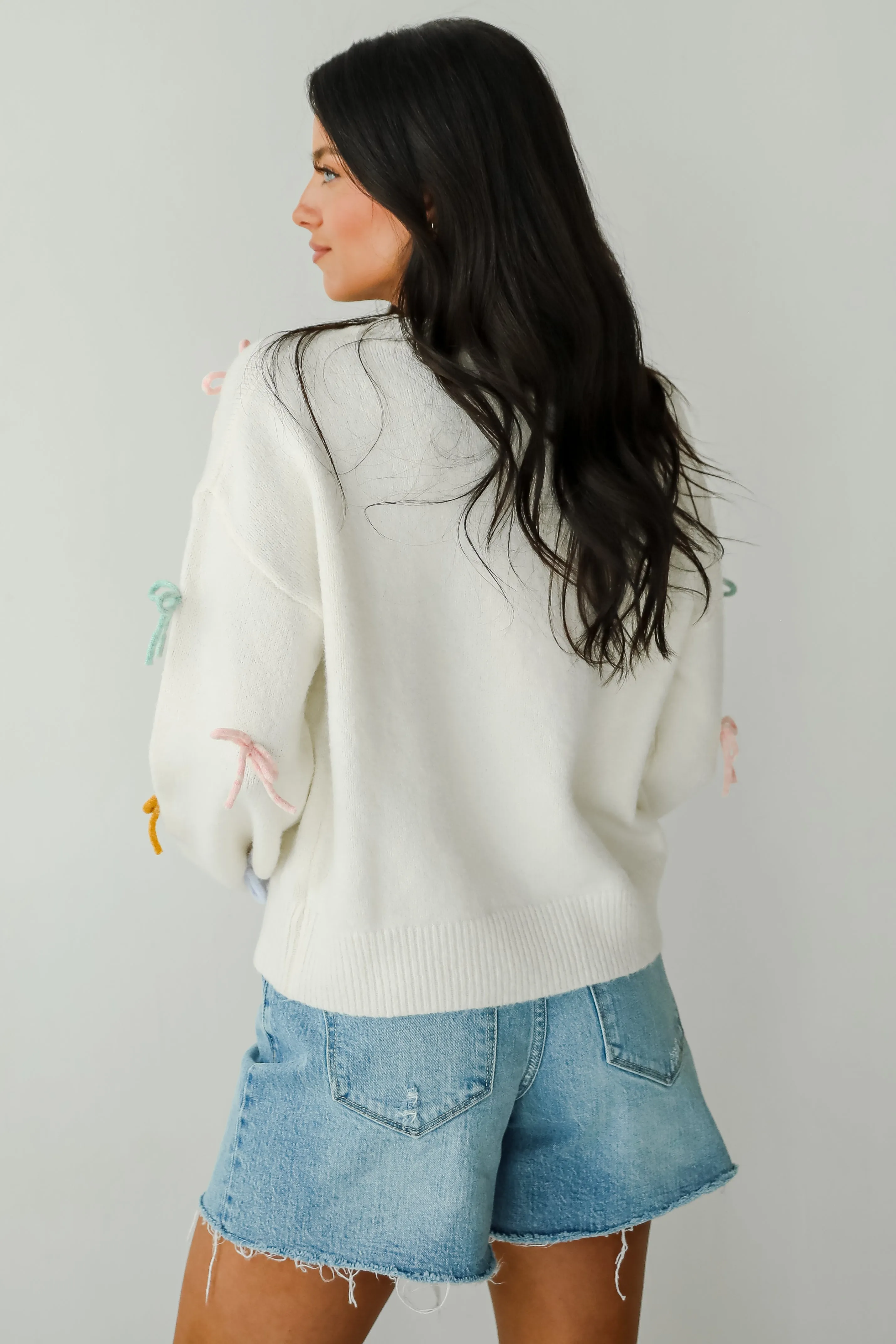 FINAL SALE - Adorable Concept Off White Bow Sweater