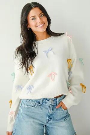 FINAL SALE - Adorable Concept Off White Bow Sweater