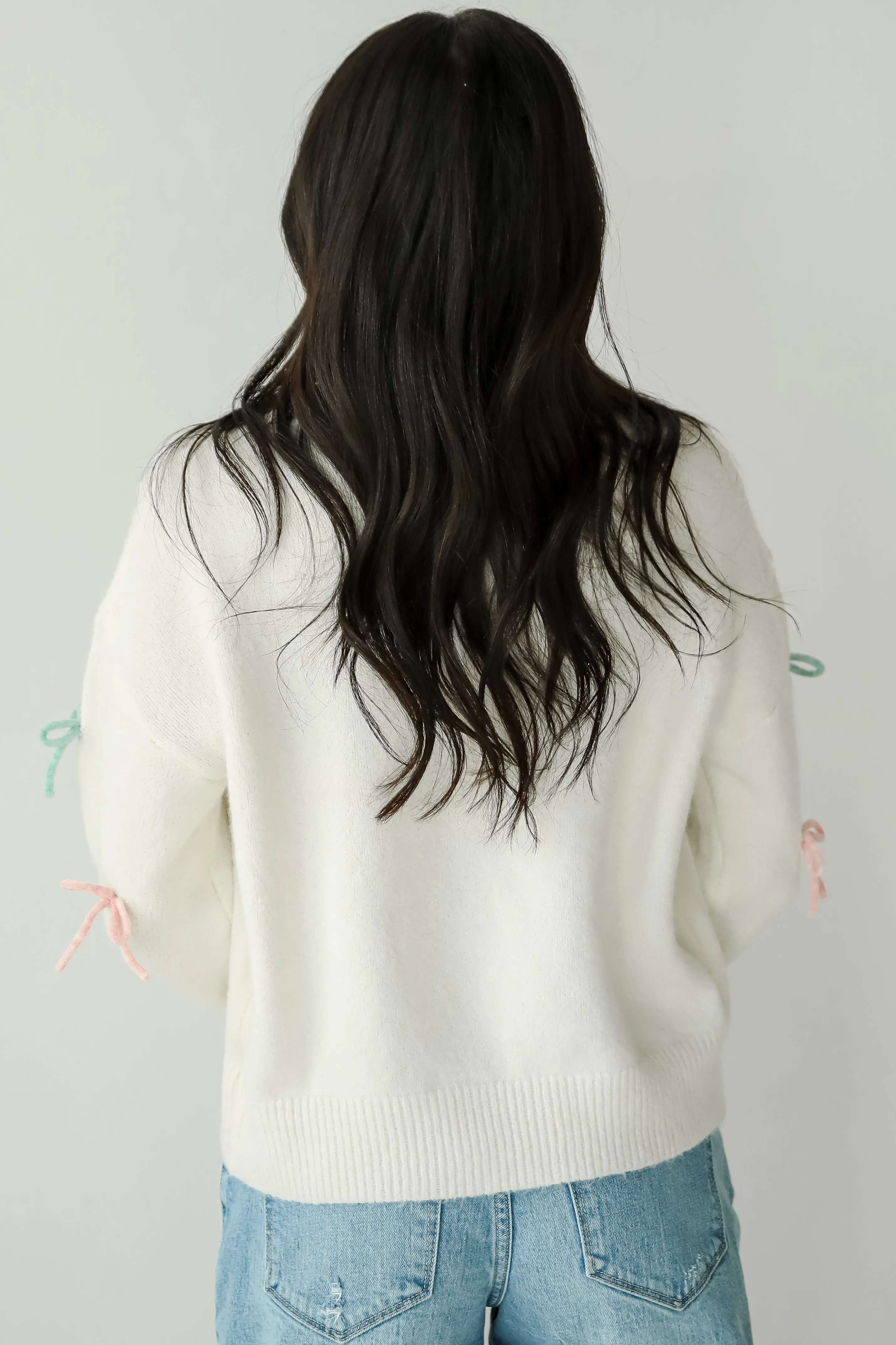 FINAL SALE - Adorable Concept Off White Bow Sweater