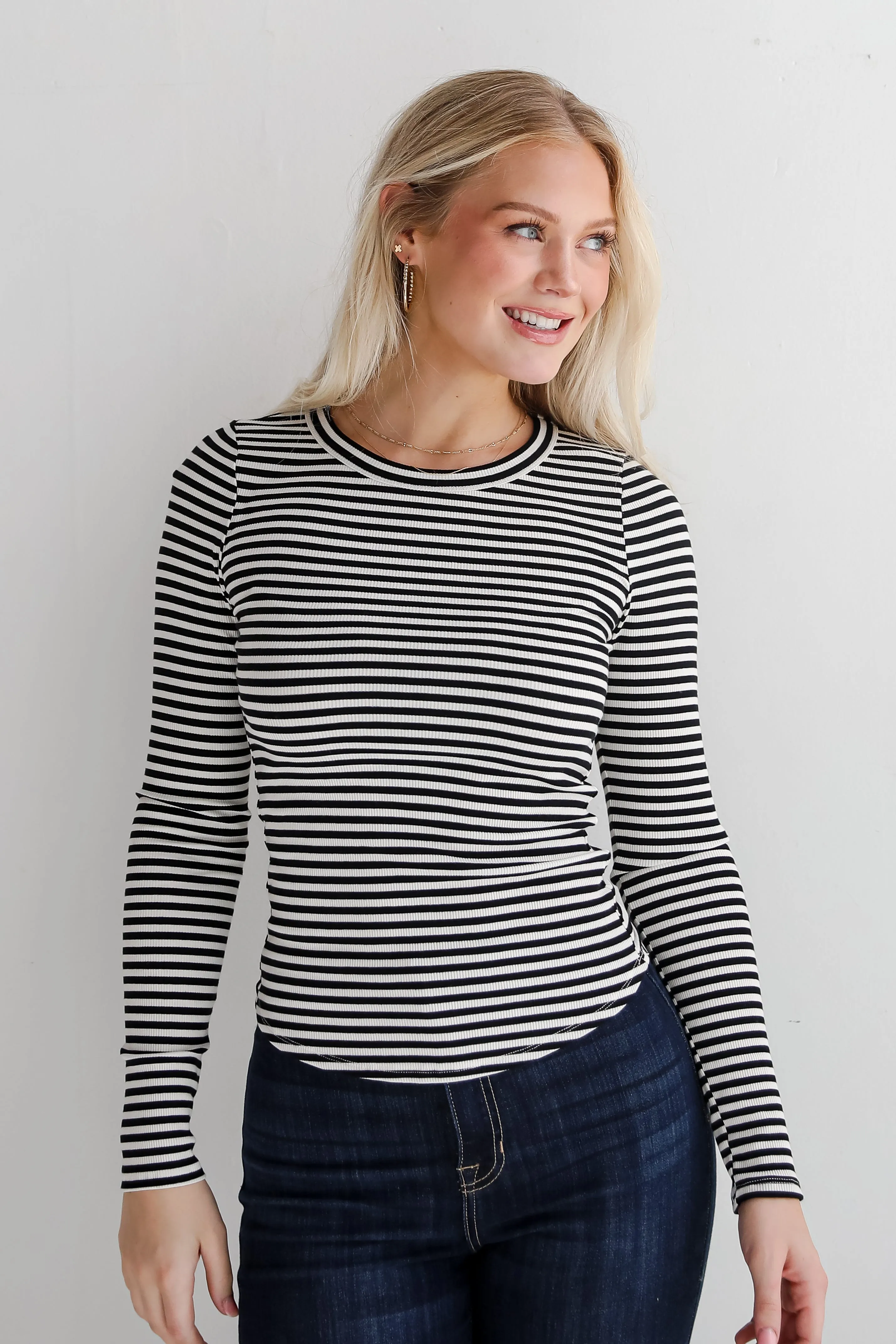 FINAL SALE - Ashley Striped Ribbed Knit Top