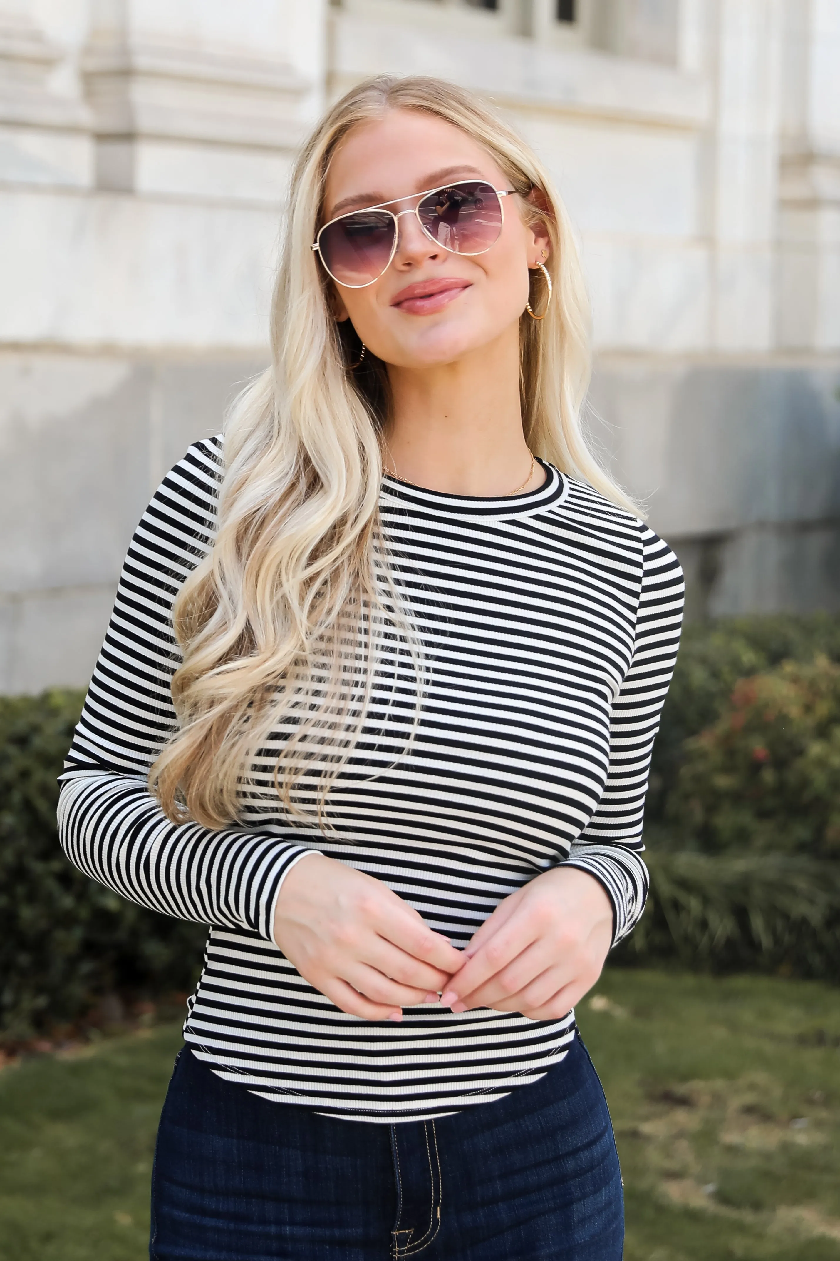 FINAL SALE - Ashley Striped Ribbed Knit Top