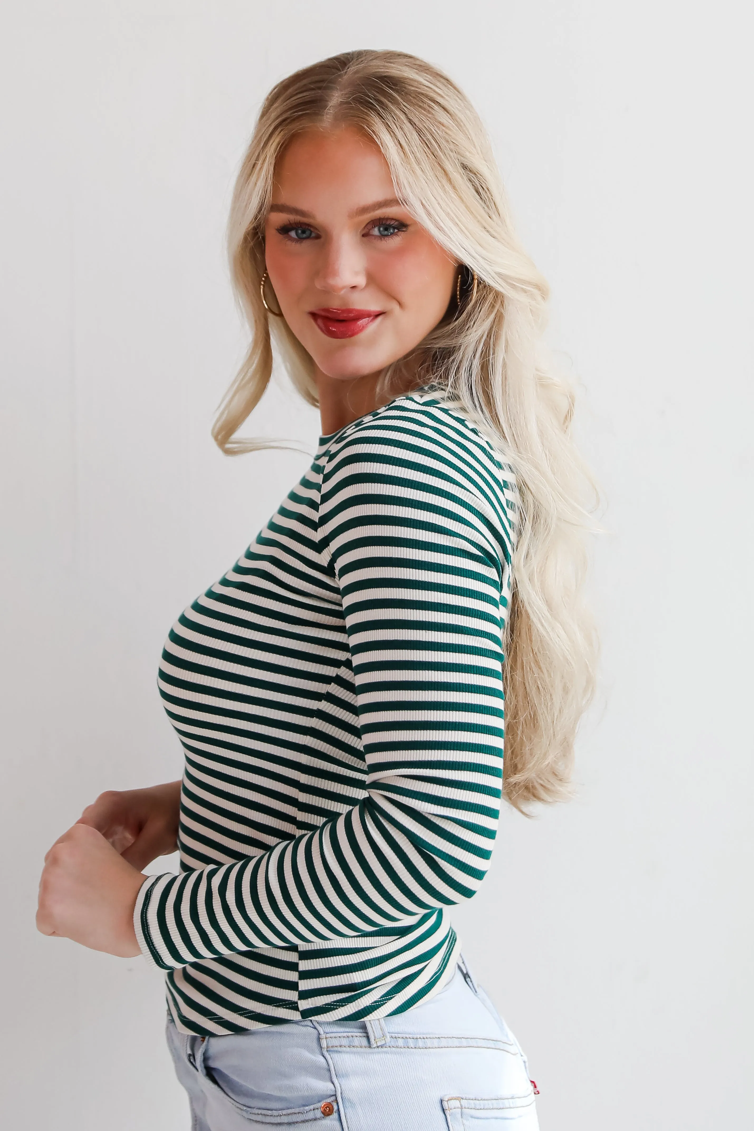 FINAL SALE - Ashley Striped Ribbed Knit Top