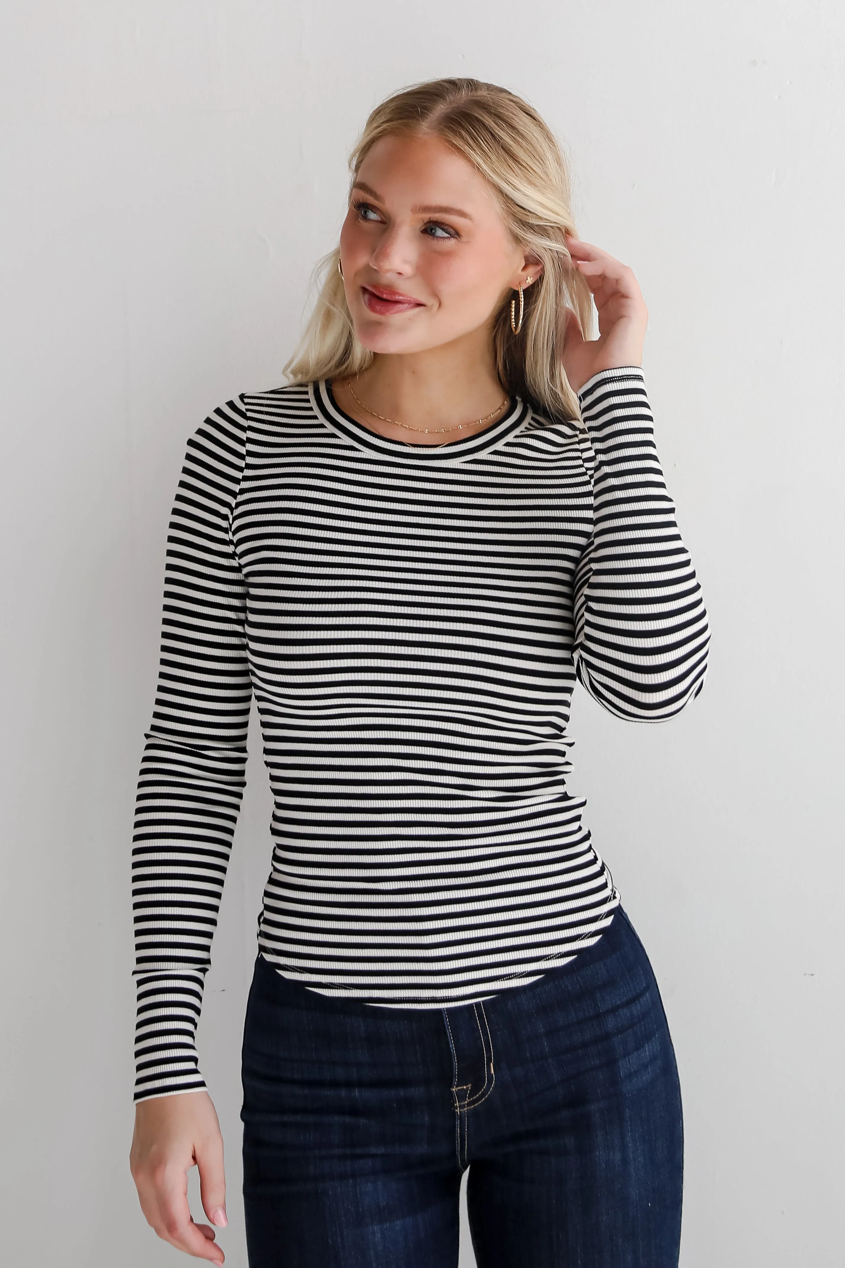 FINAL SALE - Ashley Striped Ribbed Knit Top