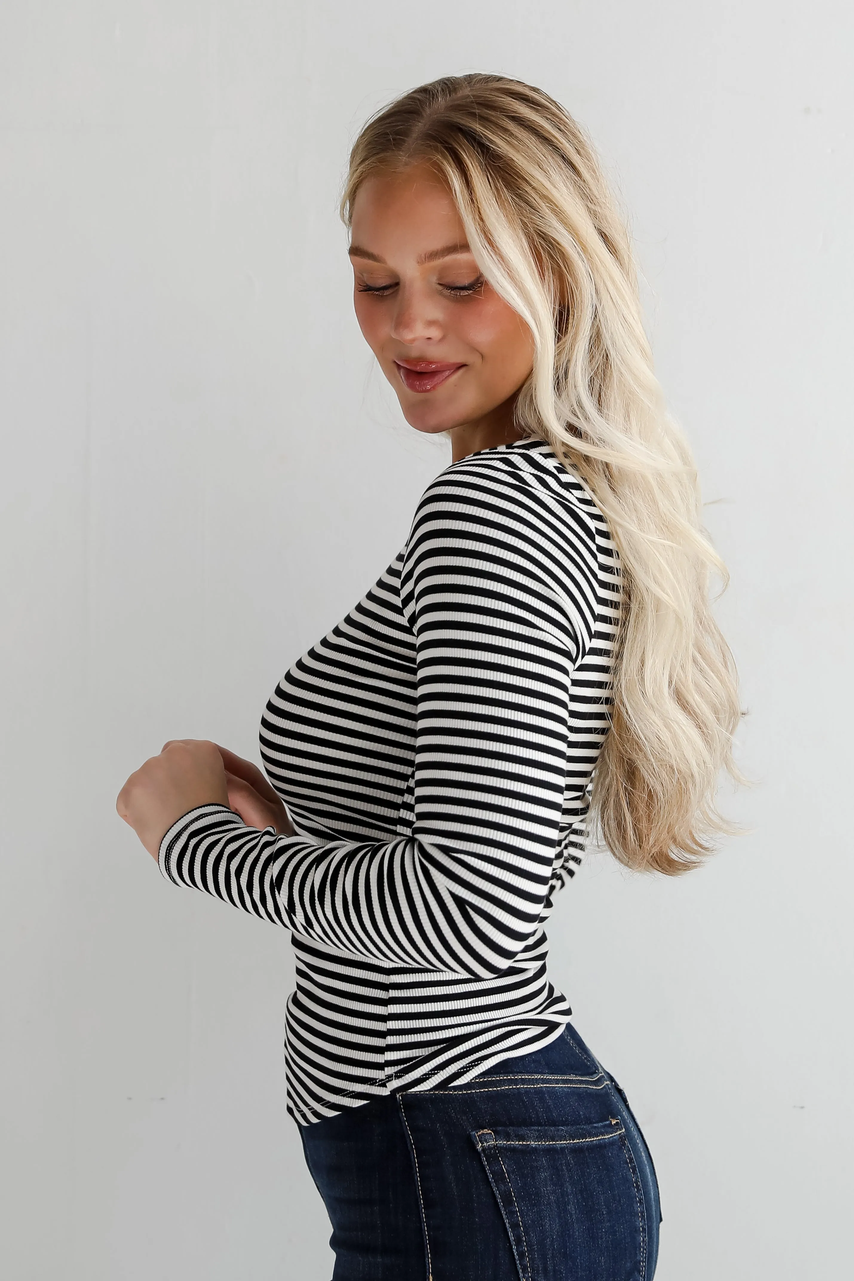 FINAL SALE - Ashley Striped Ribbed Knit Top
