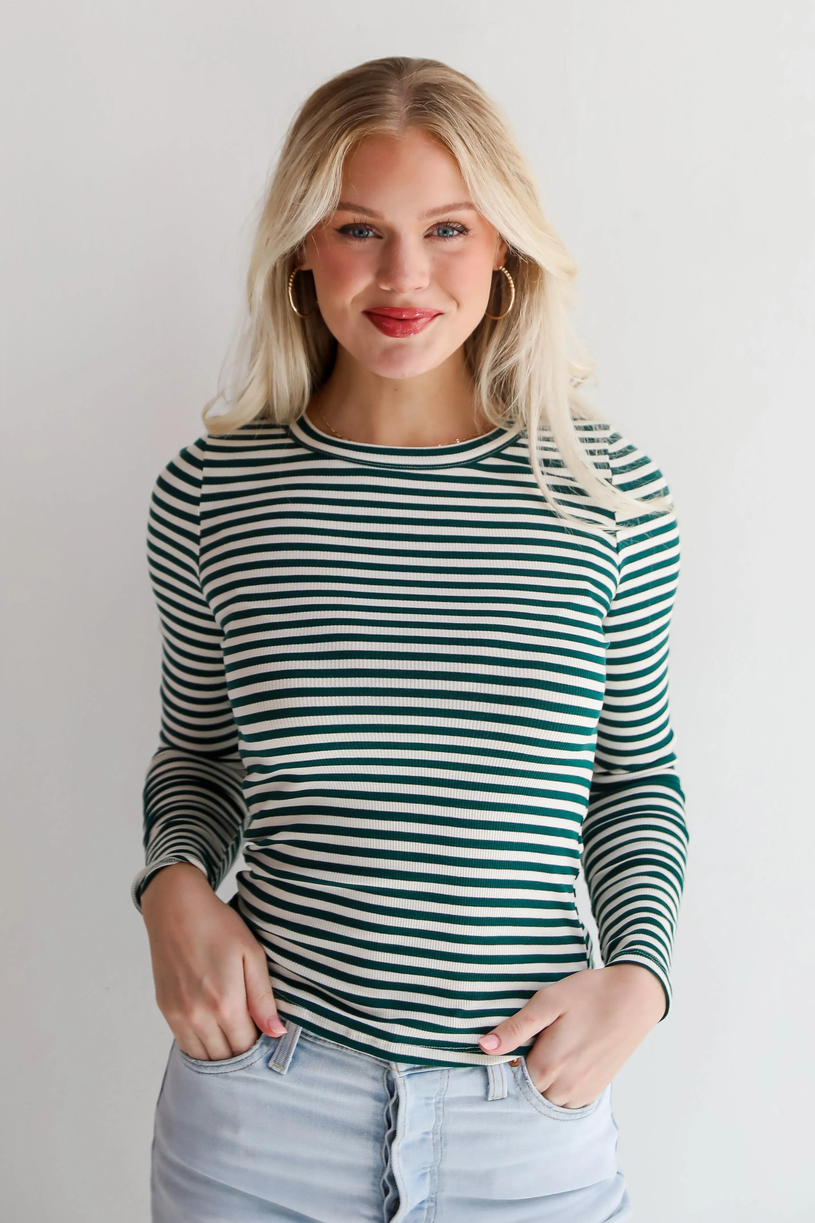 FINAL SALE - Ashley Striped Ribbed Knit Top