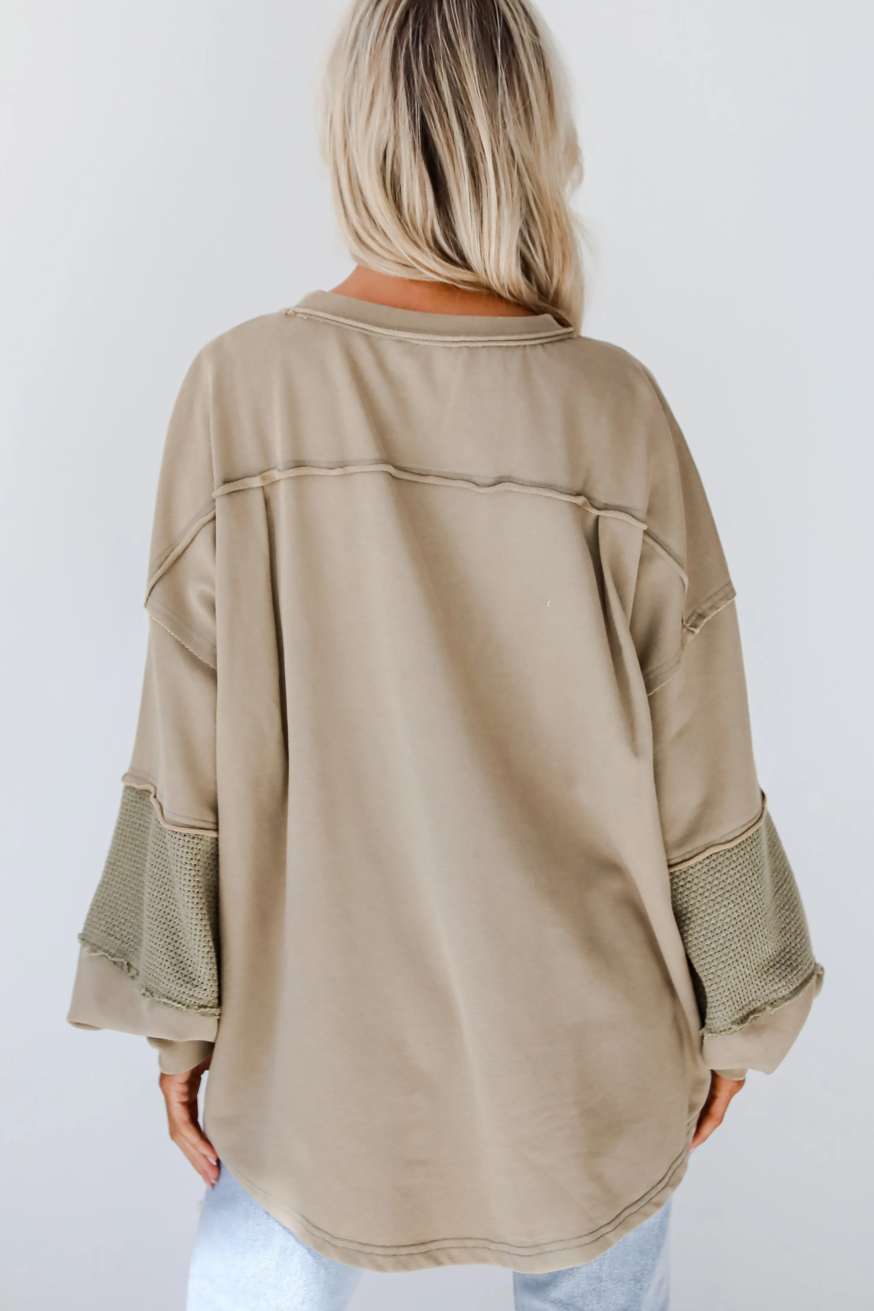 FINAL SALE - Casual Allure Olive Contrast Sleeve Top