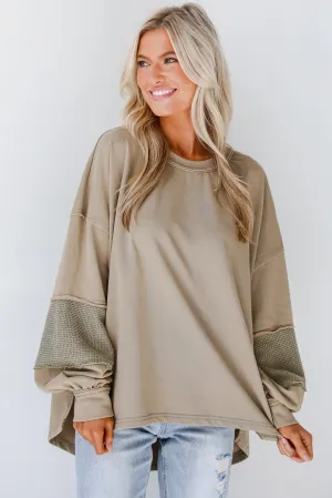 FINAL SALE - Casual Allure Olive Contrast Sleeve Top