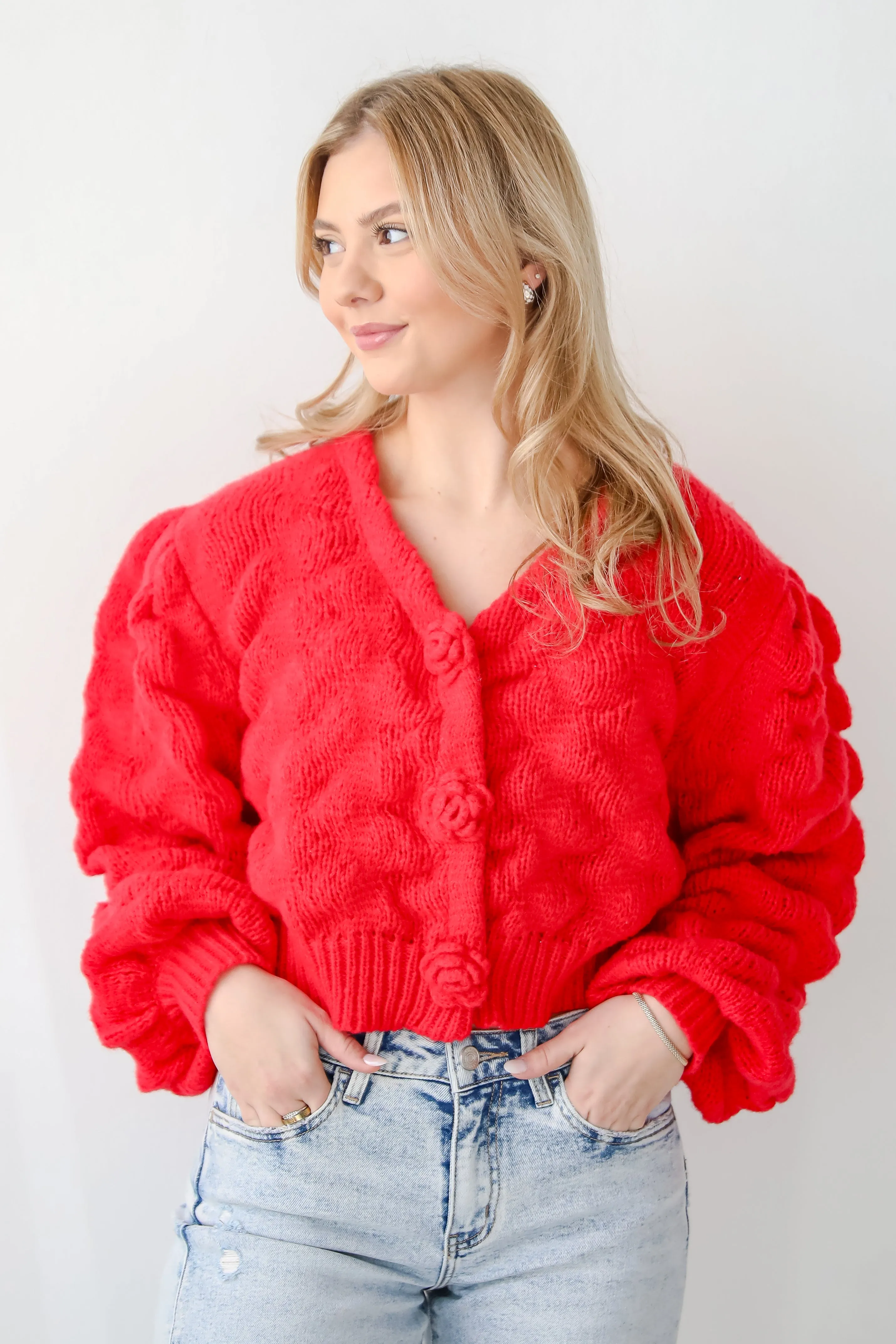 FINAL SALE - Charismatic Romantic Red Sweater Cardigan