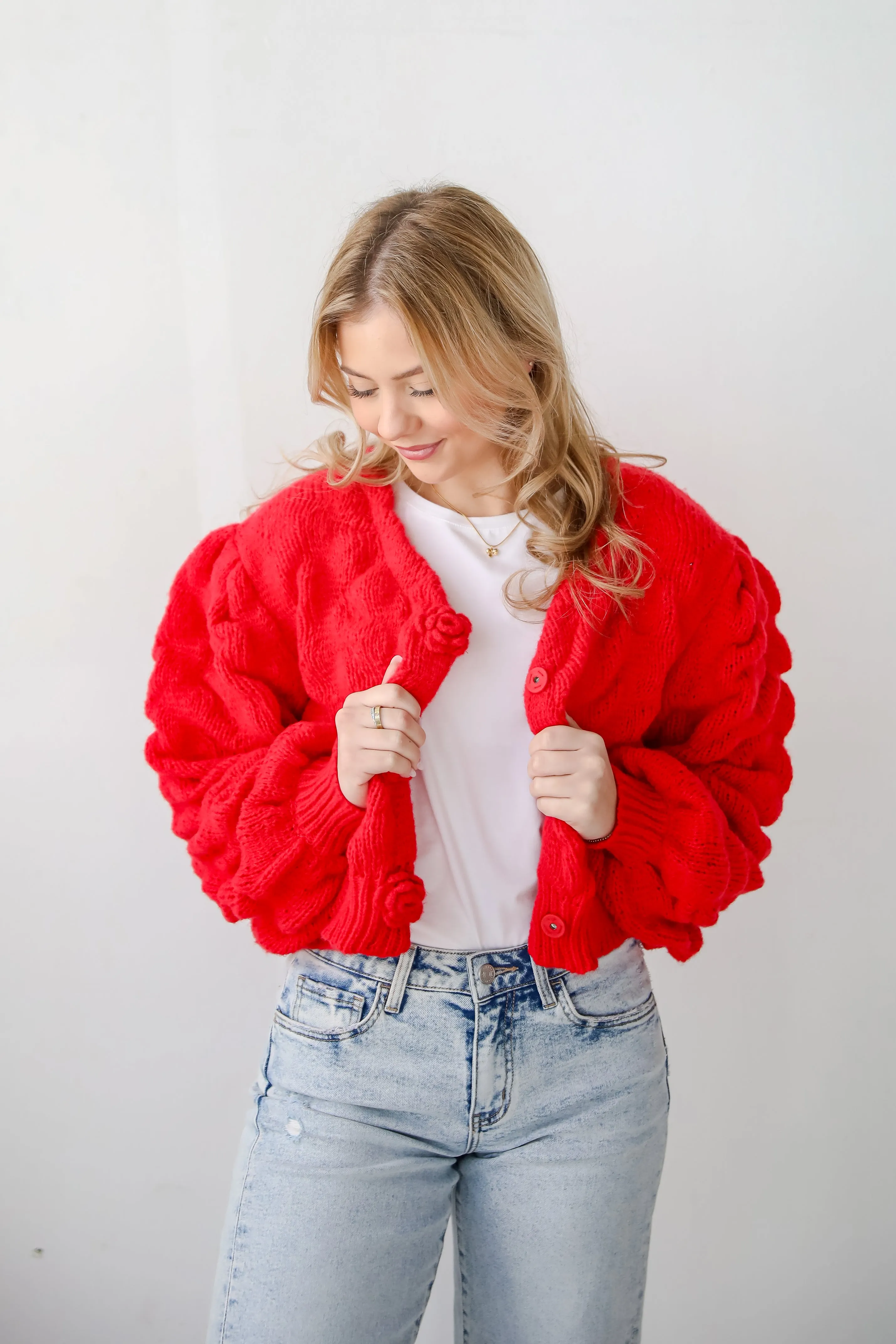 FINAL SALE - Charismatic Romantic Red Sweater Cardigan