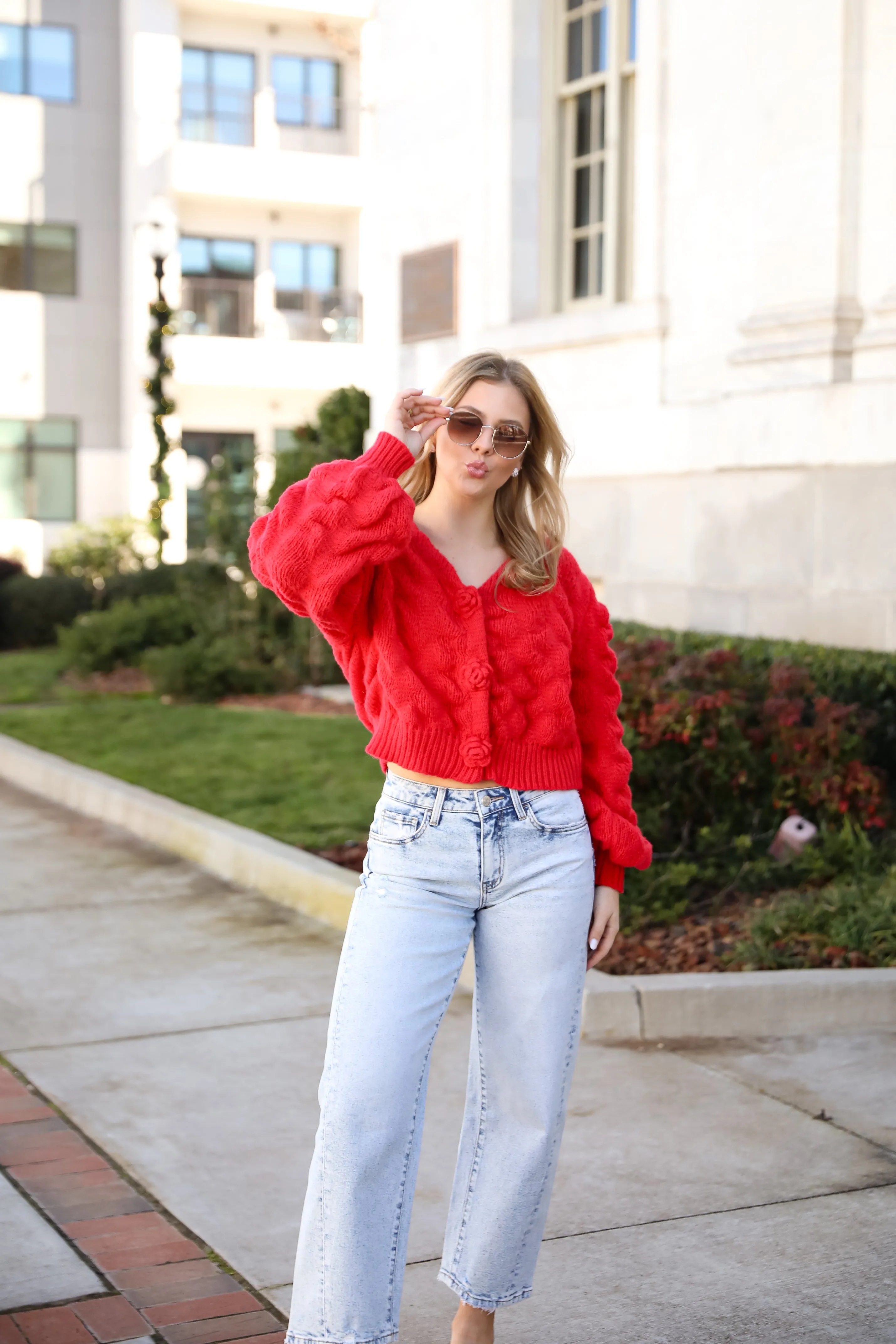 FINAL SALE - Charismatic Romantic Red Sweater Cardigan