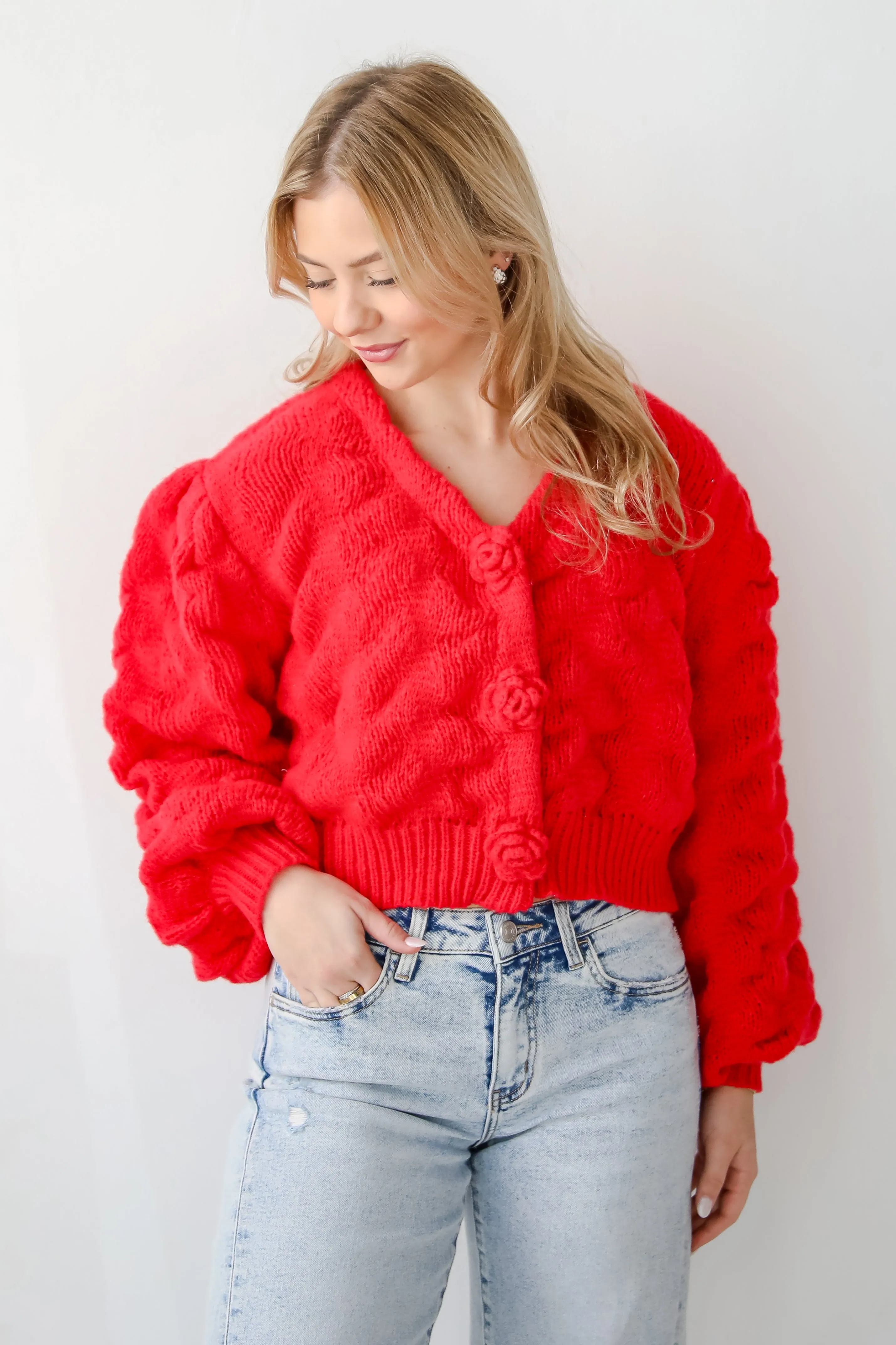 FINAL SALE - Charismatic Romantic Red Sweater Cardigan