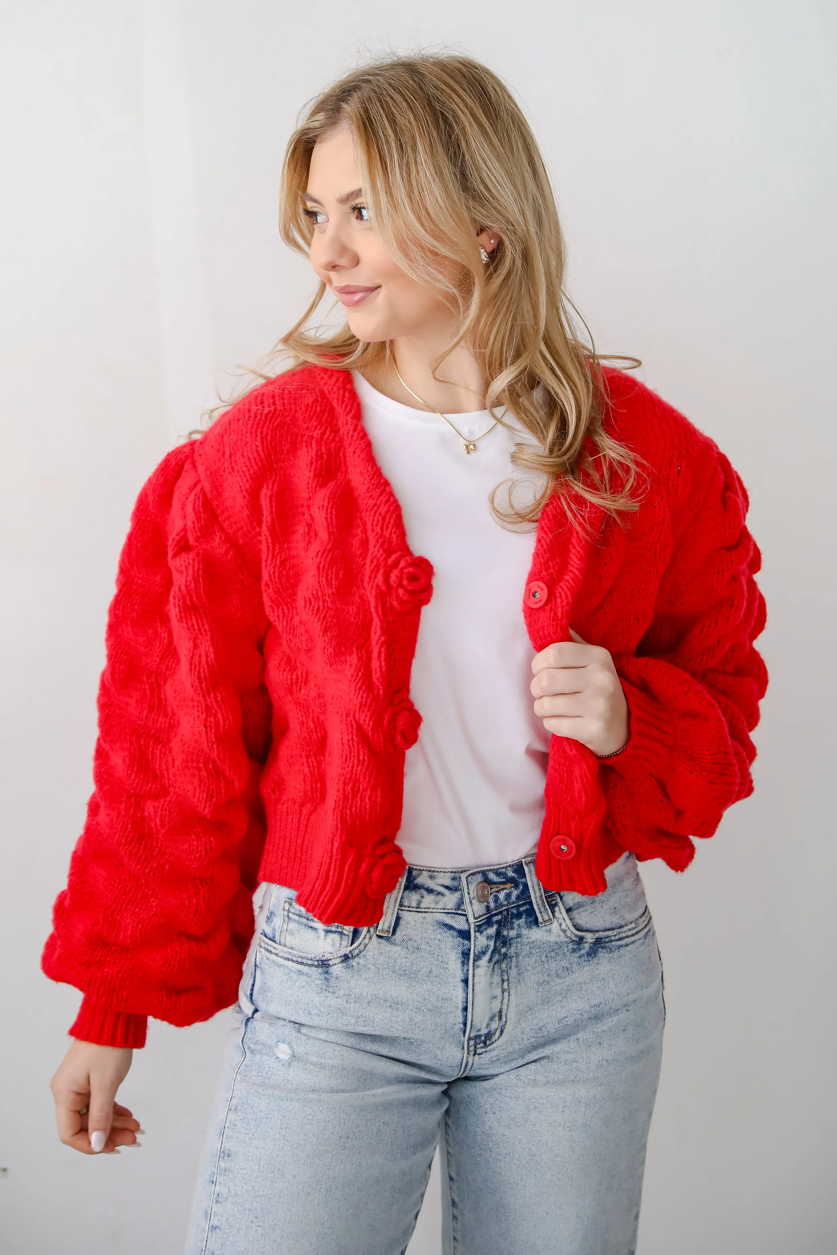 FINAL SALE - Charismatic Romantic Red Sweater Cardigan