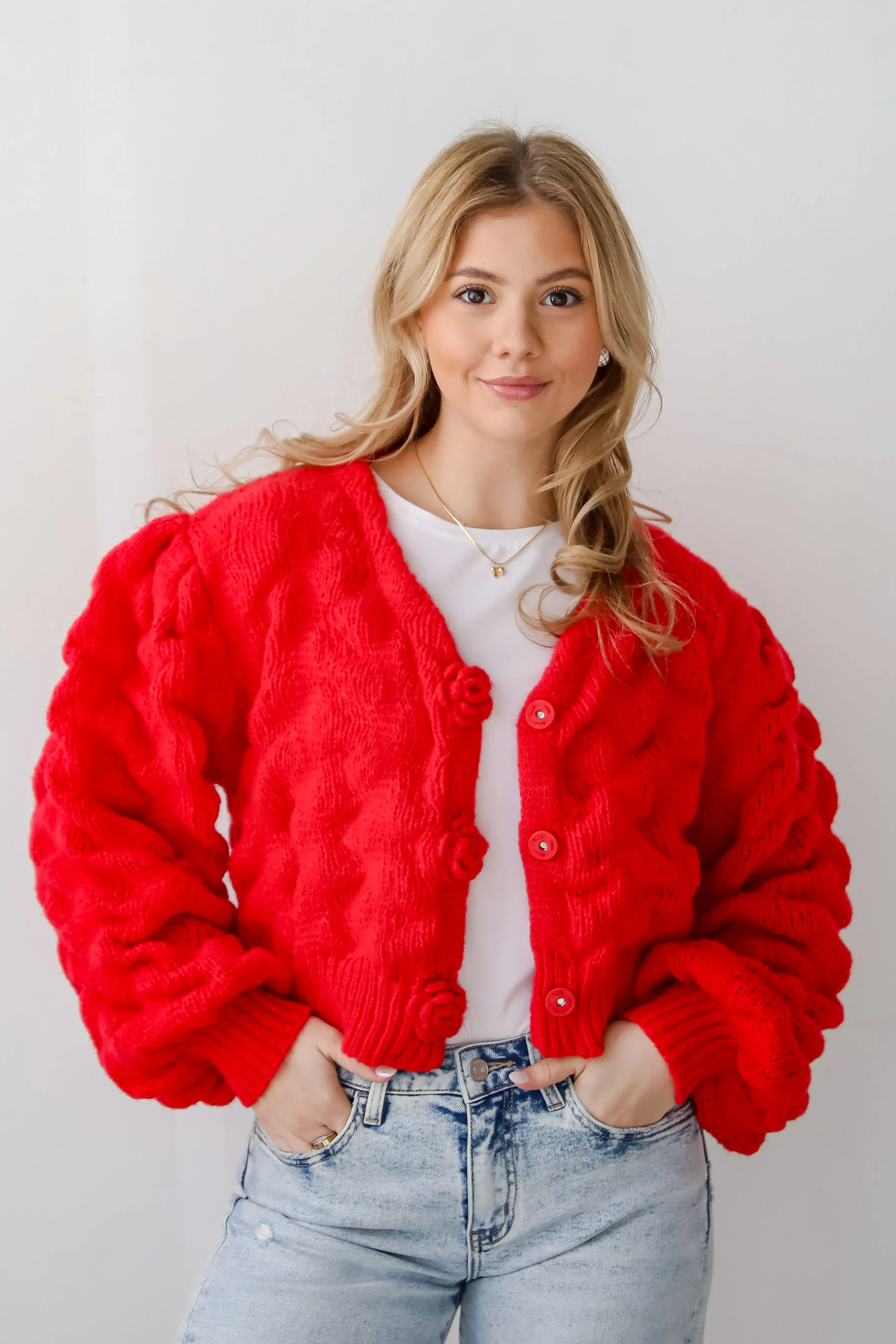 FINAL SALE - Charismatic Romantic Red Sweater Cardigan