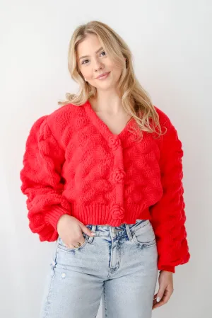 FINAL SALE - Charismatic Romantic Red Sweater Cardigan