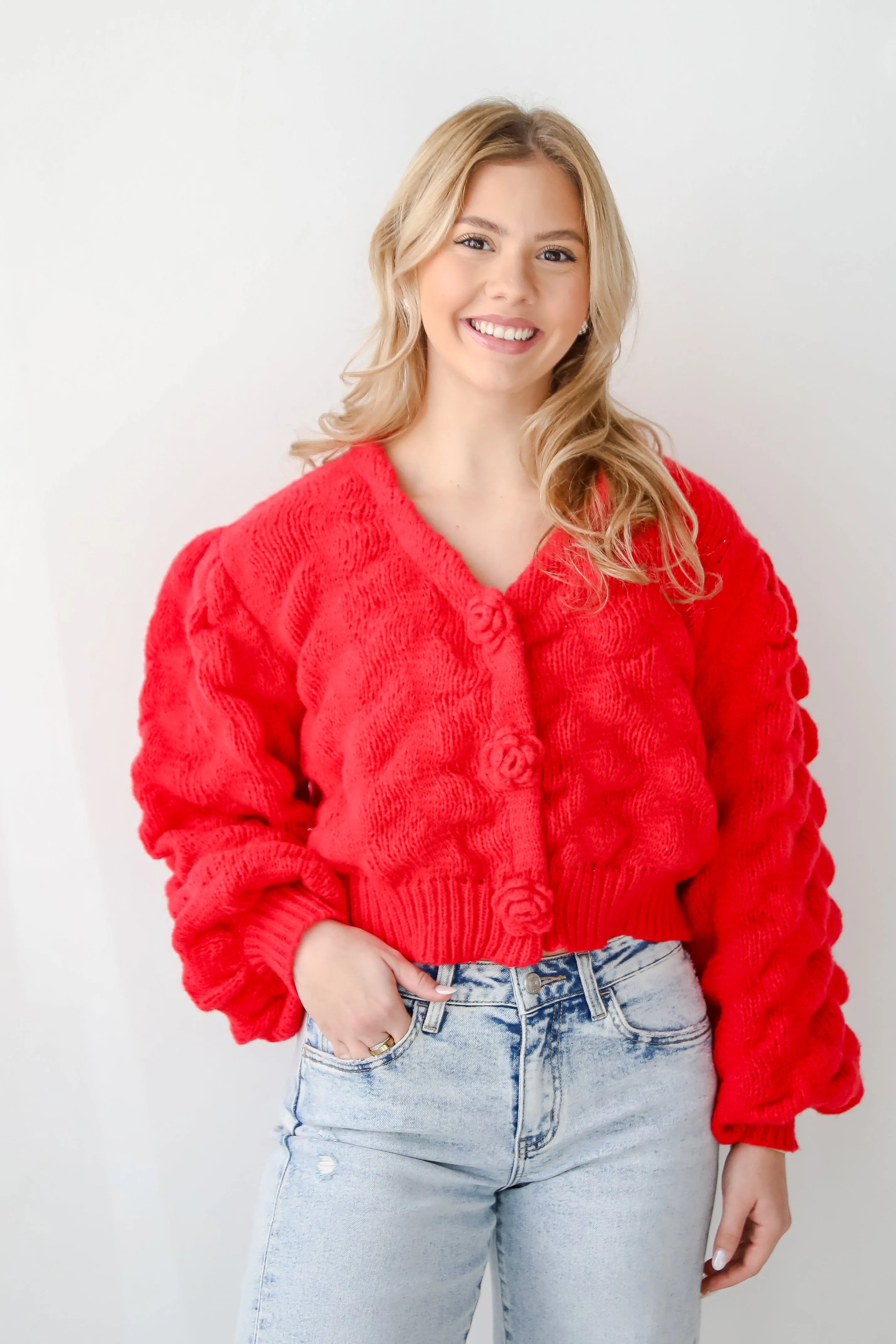 FINAL SALE - Charismatic Romantic Red Sweater Cardigan