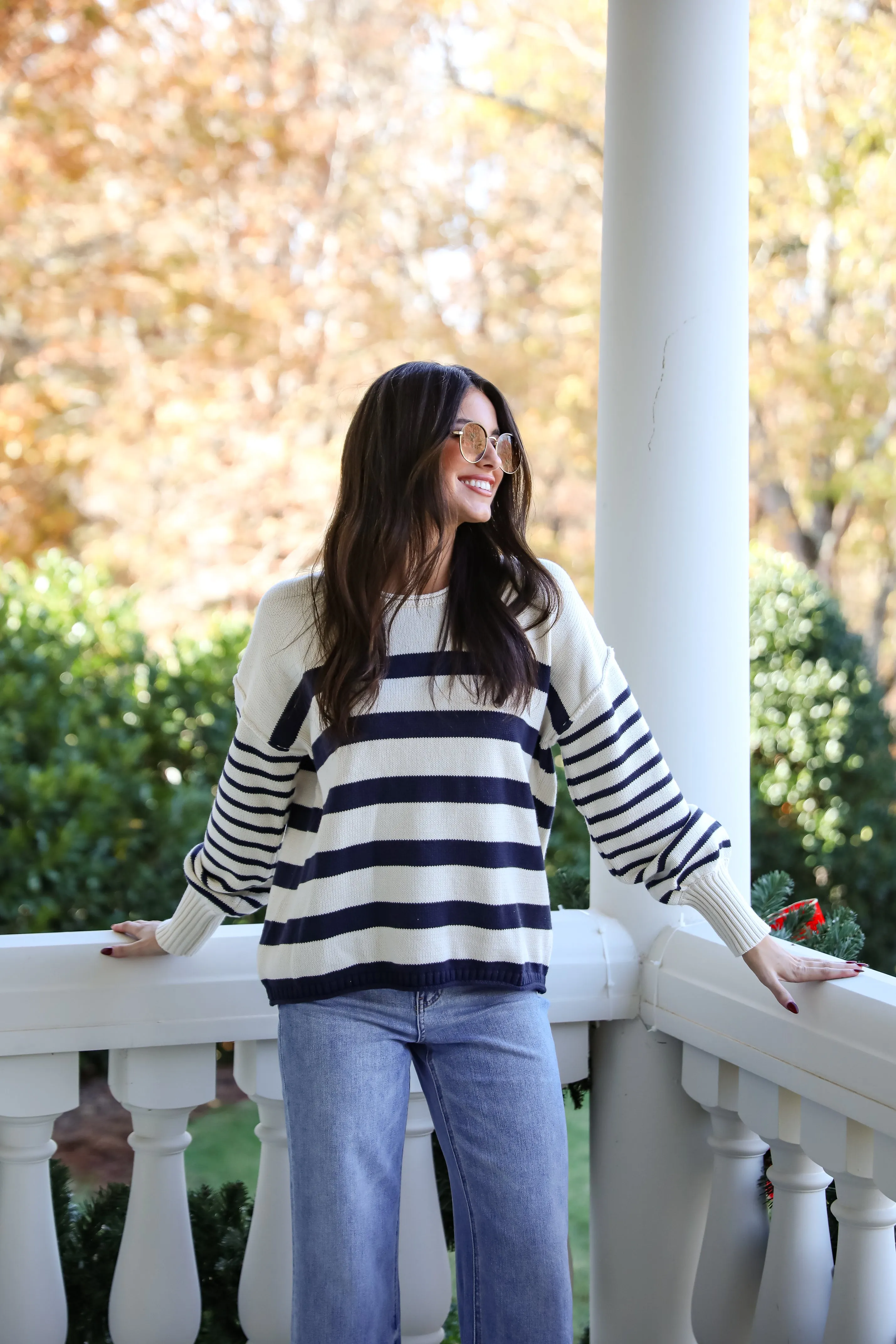 FINAL SALE - Comfy Darling Off White Striped Sweater