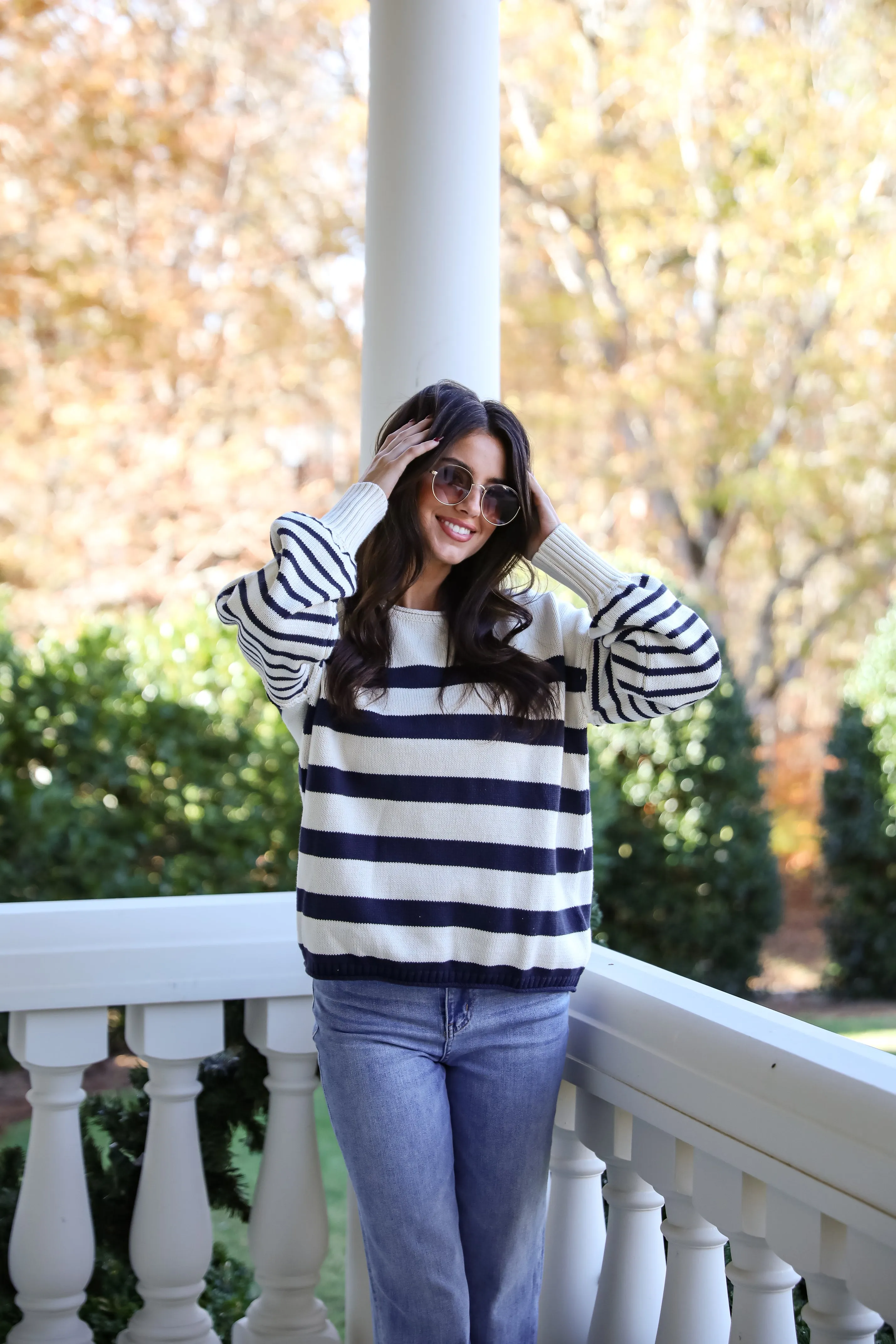 FINAL SALE - Comfy Darling Off White Striped Sweater