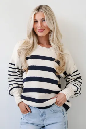 FINAL SALE - Comfy Darling Off White Striped Sweater