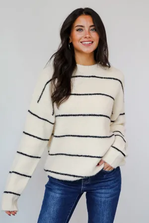 FINAL SALE - Considerable Charm Cream Striped Sweater