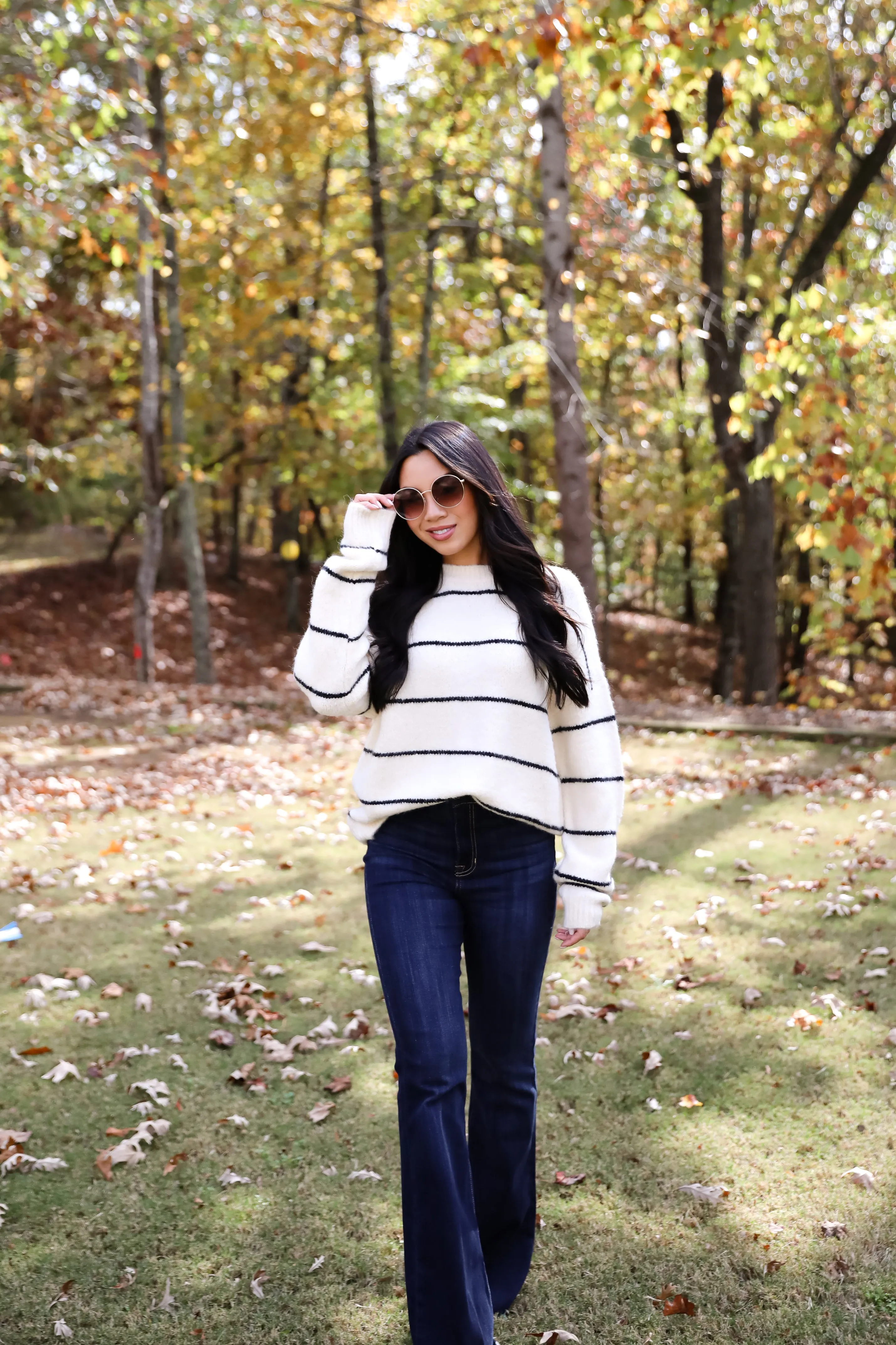 FINAL SALE - Considerable Charm Cream Striped Sweater
