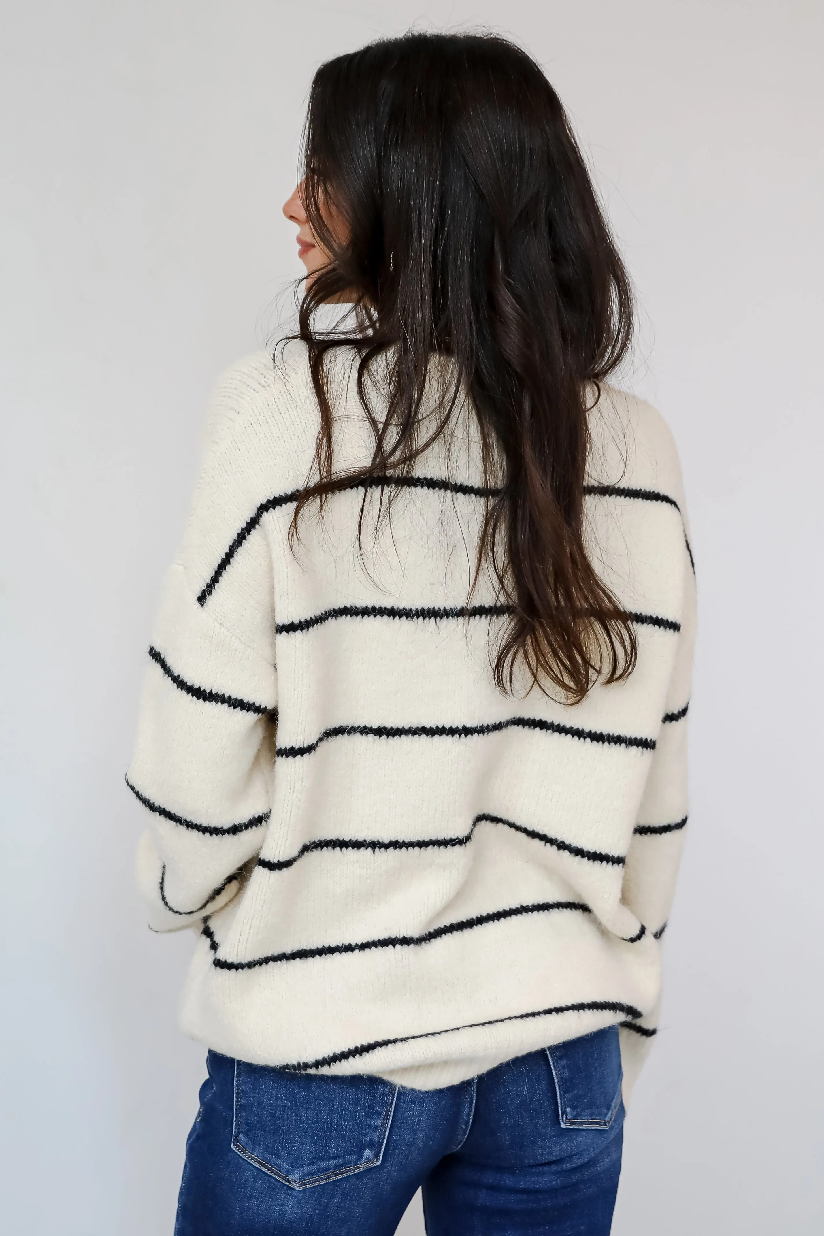 FINAL SALE - Considerable Charm Cream Striped Sweater