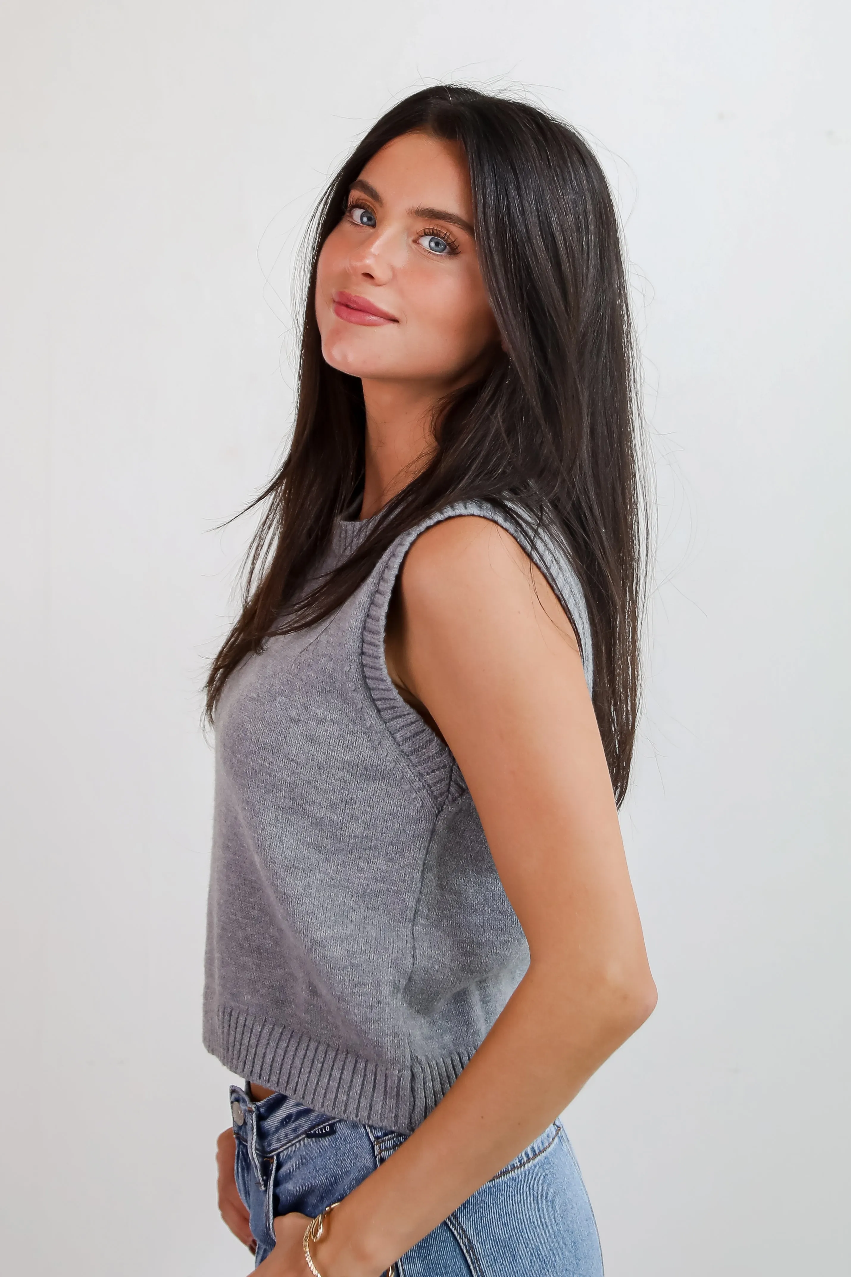 FINAL SALE - Coziest Option Grey Sweater Tank