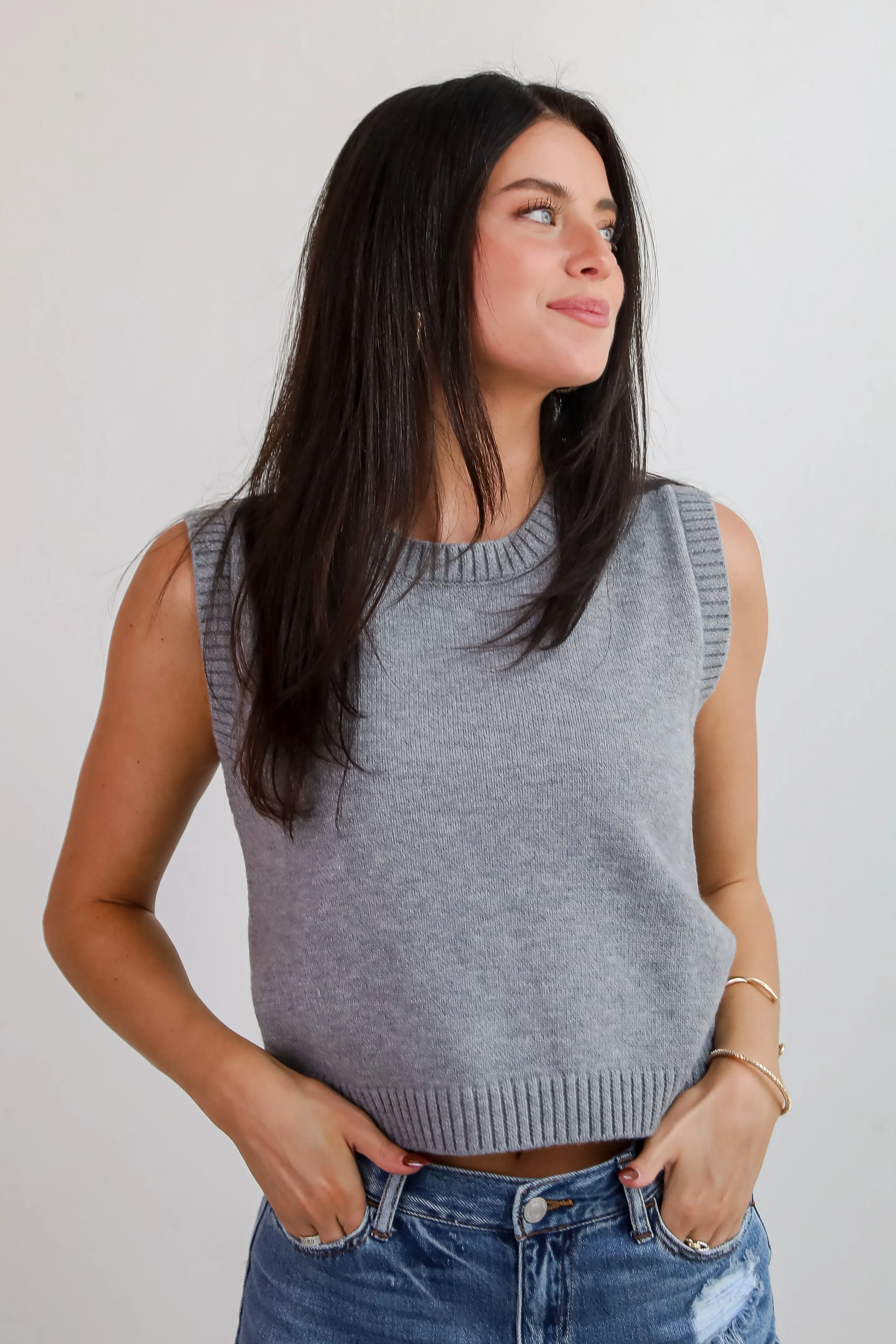 FINAL SALE - Coziest Option Grey Sweater Tank