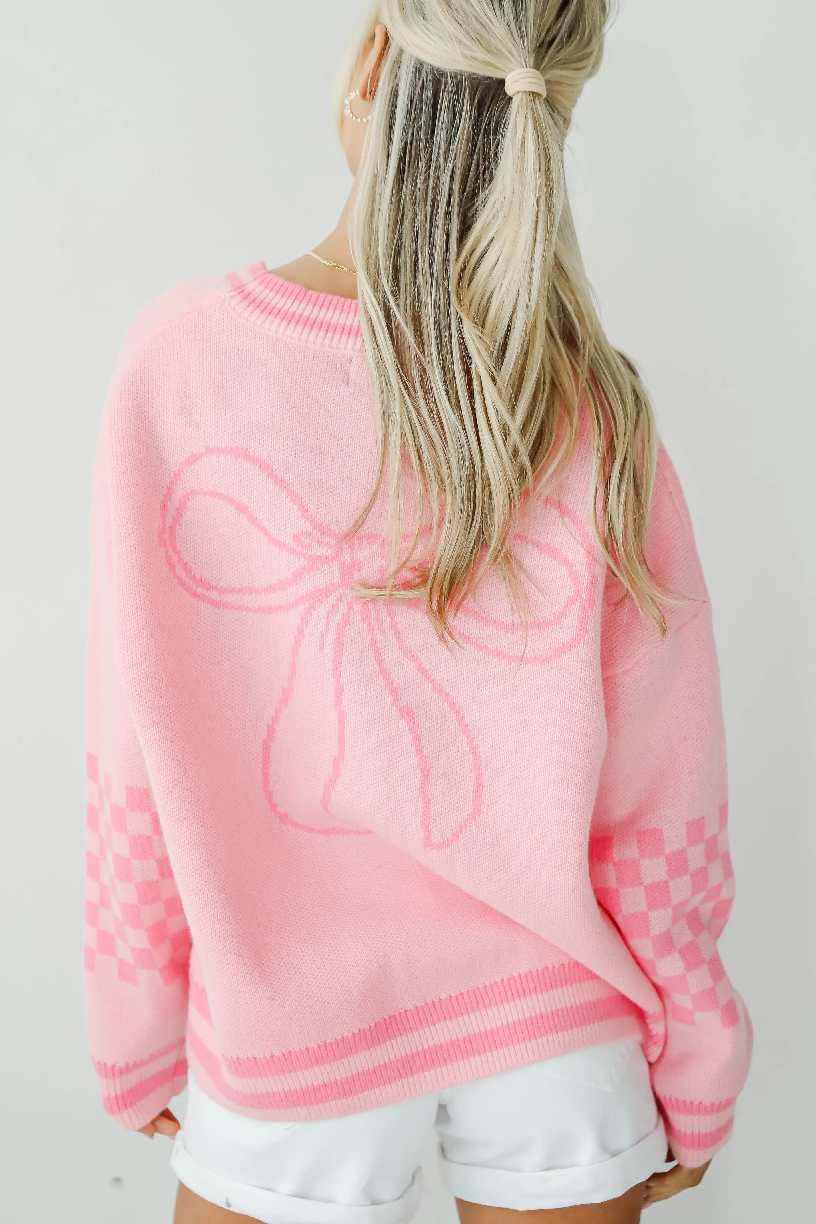FINAL SALE - Lovable Favorite Pink Bow Sweater Cardigan