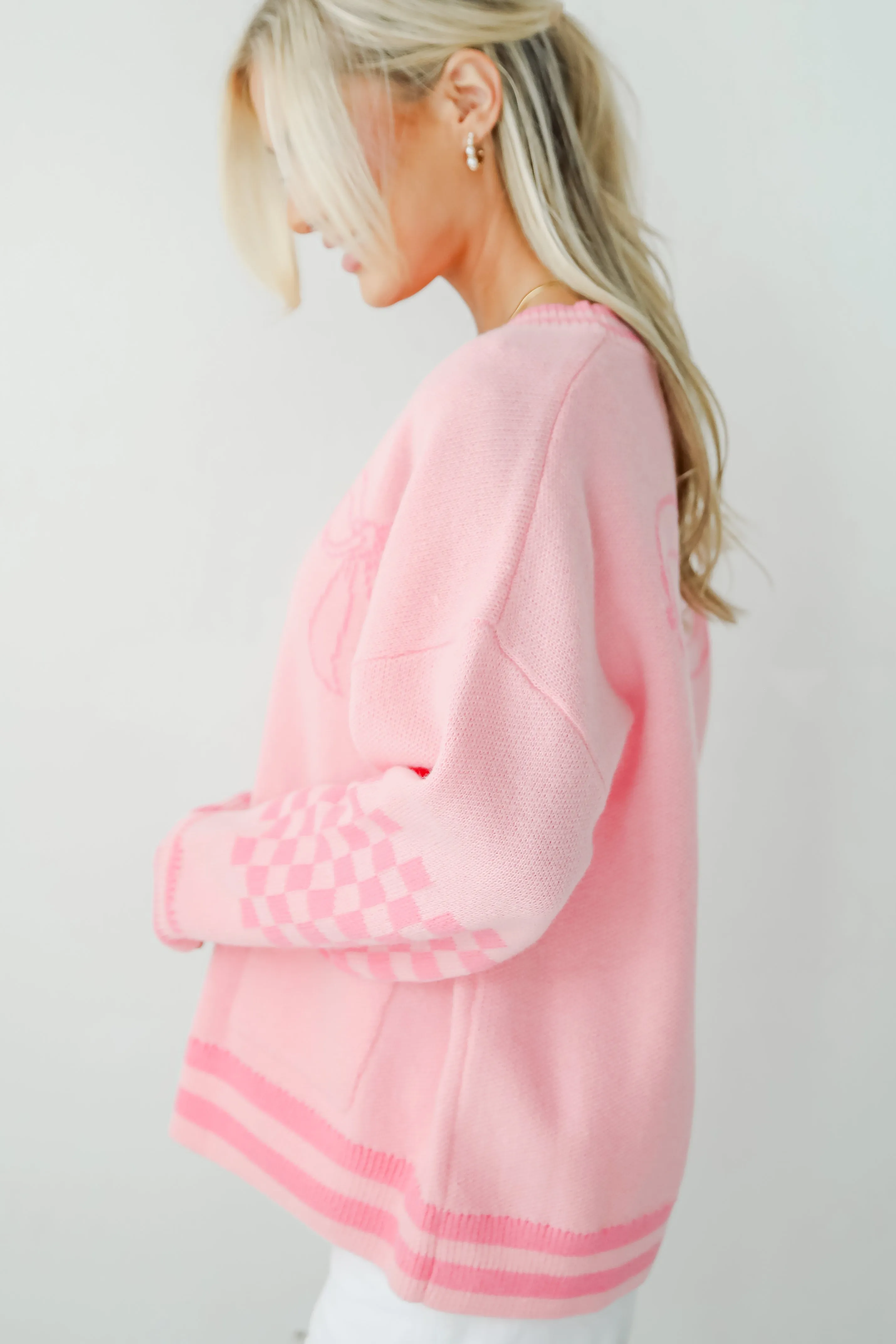 FINAL SALE - Lovable Favorite Pink Bow Sweater Cardigan