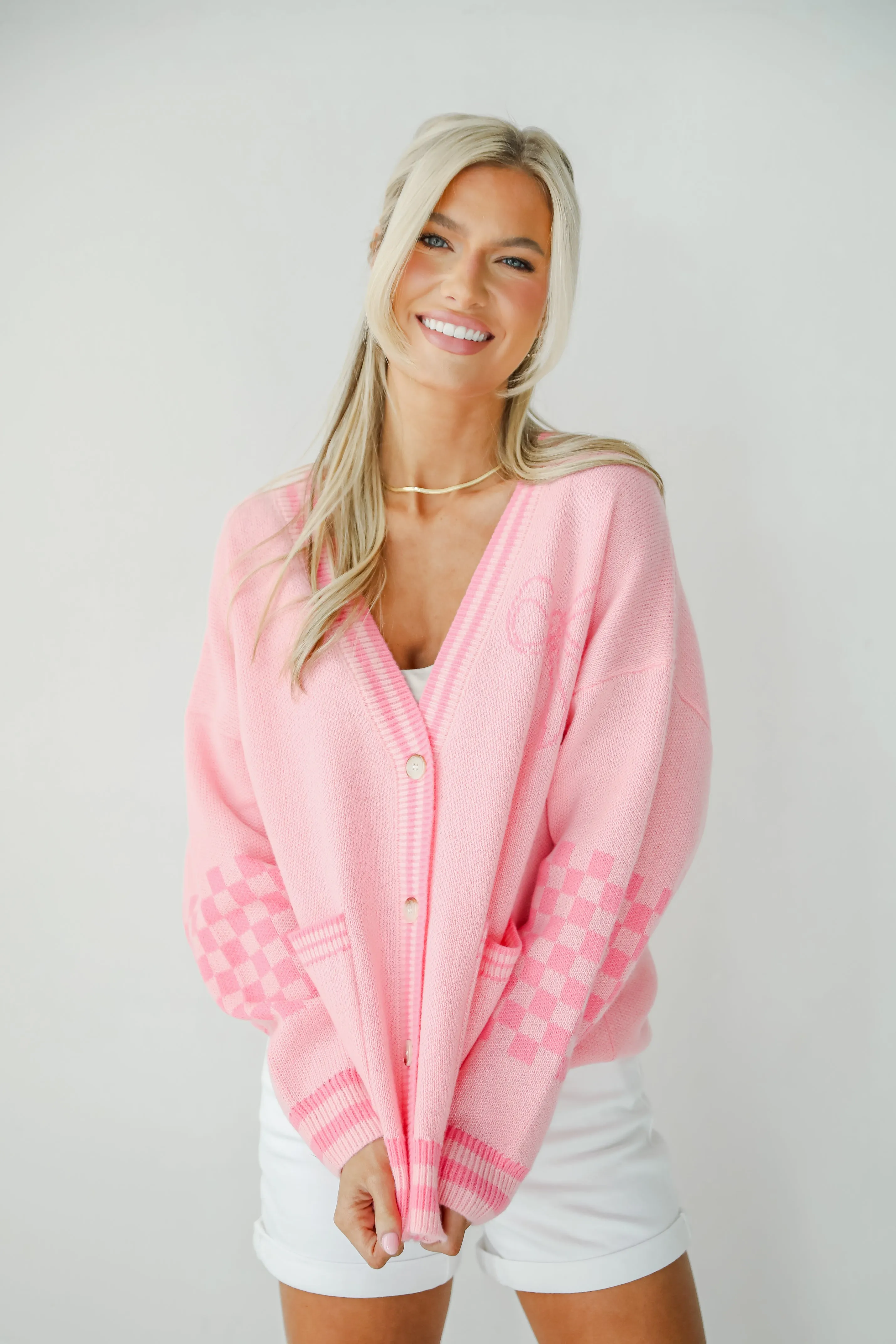 FINAL SALE - Lovable Favorite Pink Bow Sweater Cardigan