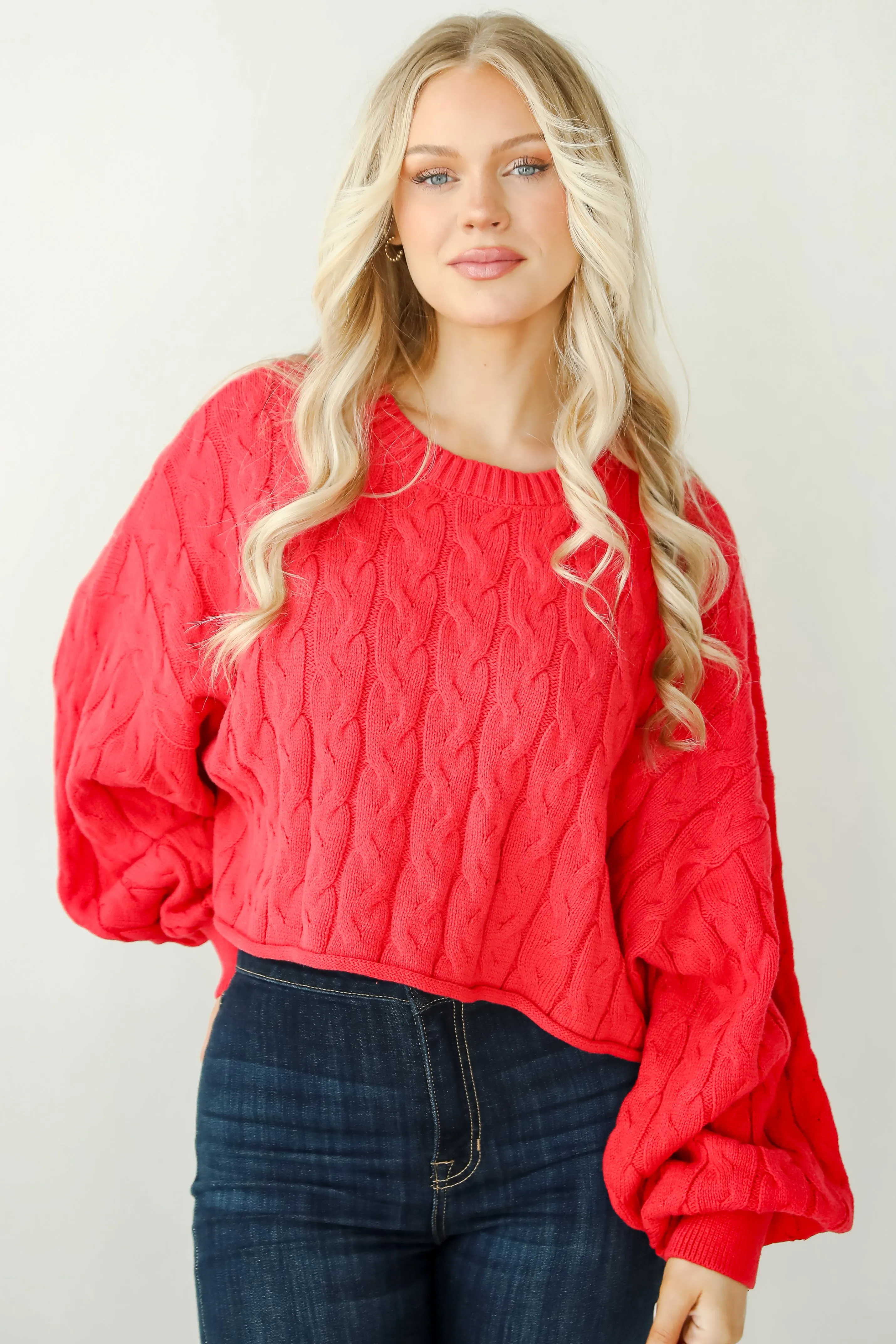 FINAL SALE - Love Me Forever Red Cable Knit Sweater