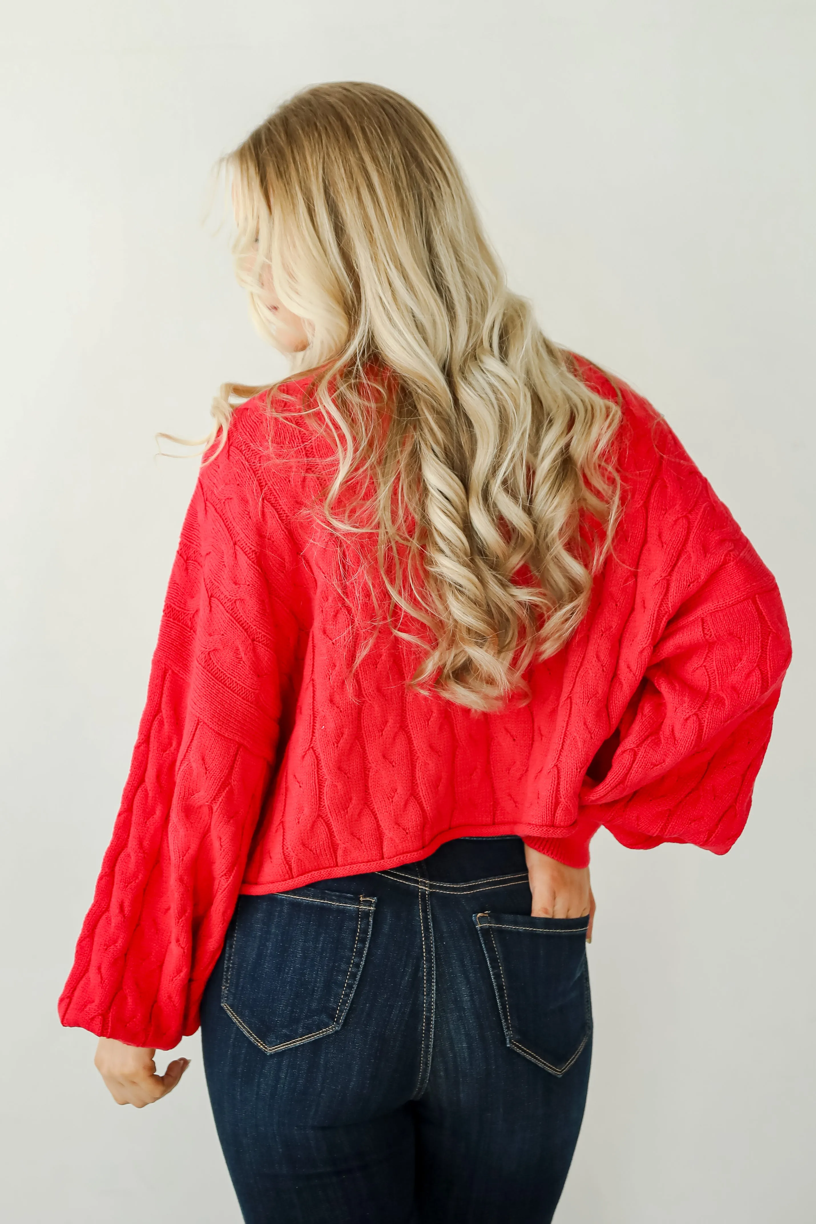 FINAL SALE - Love Me Forever Red Cable Knit Sweater