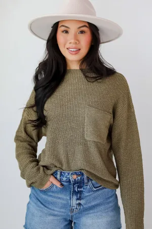 FINAL SALE - Maximum Cozy Olive Lightweight Knit Sweater