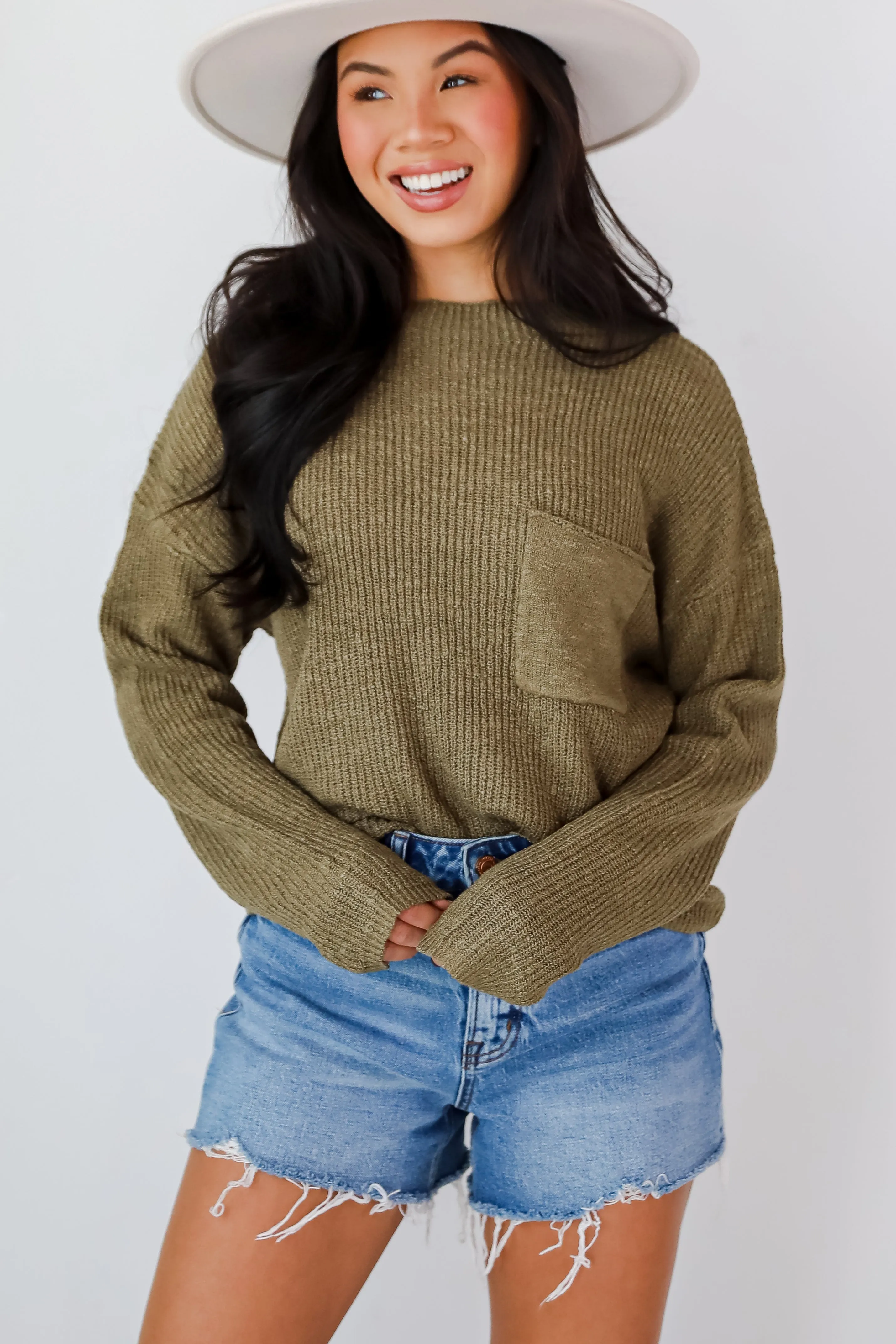 FINAL SALE - Maximum Cozy Olive Lightweight Knit Sweater