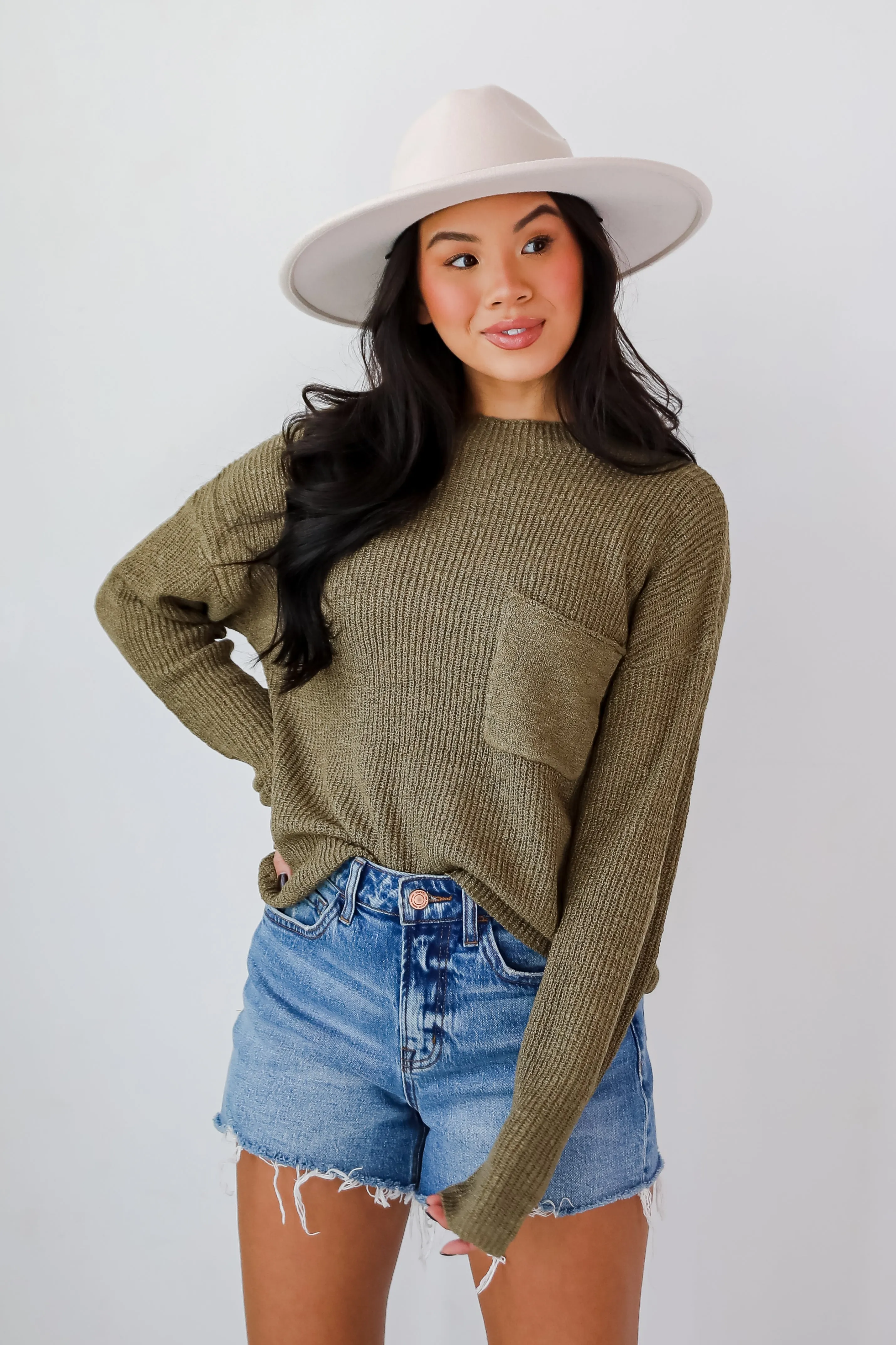 FINAL SALE - Maximum Cozy Olive Lightweight Knit Sweater