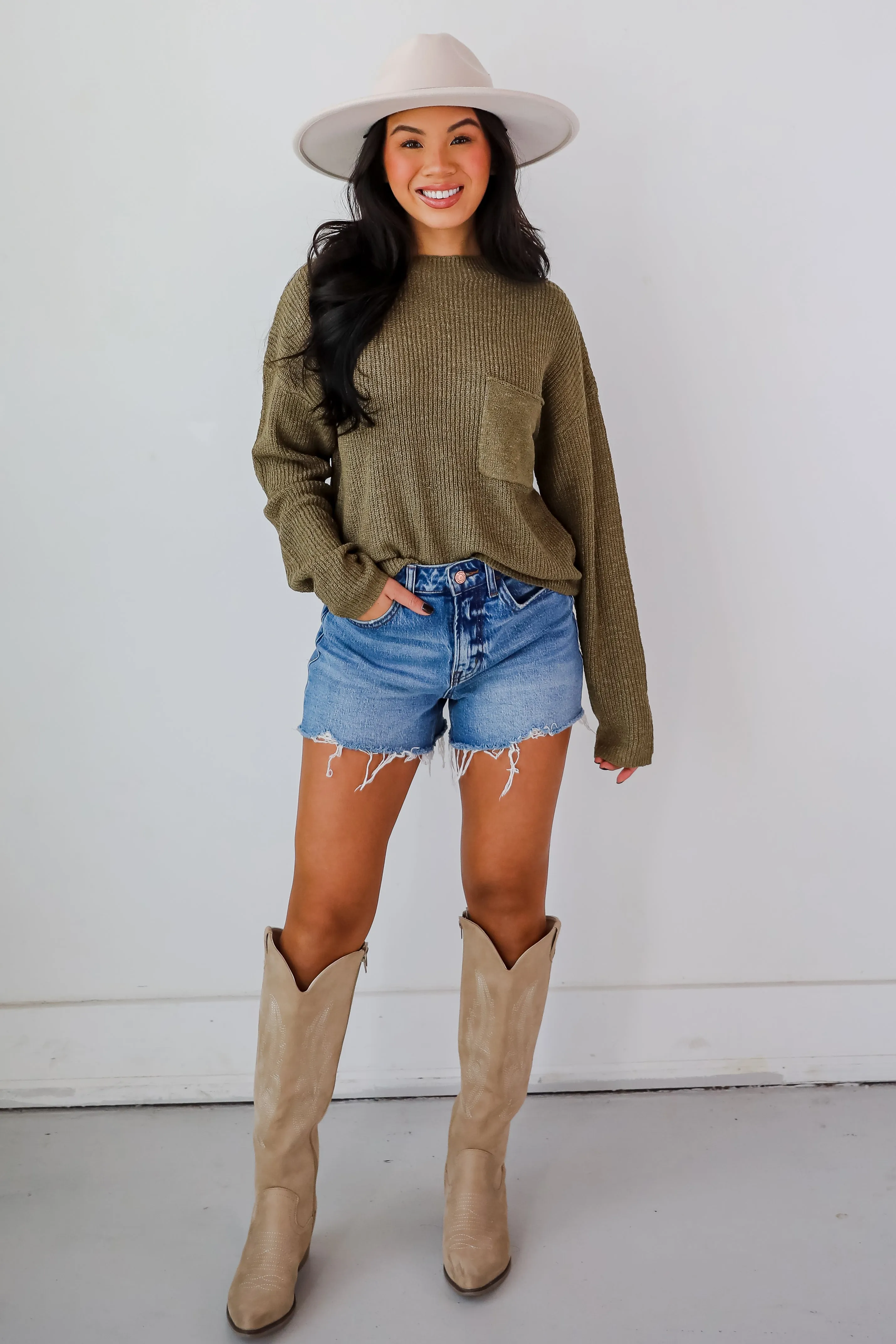 FINAL SALE - Maximum Cozy Olive Lightweight Knit Sweater