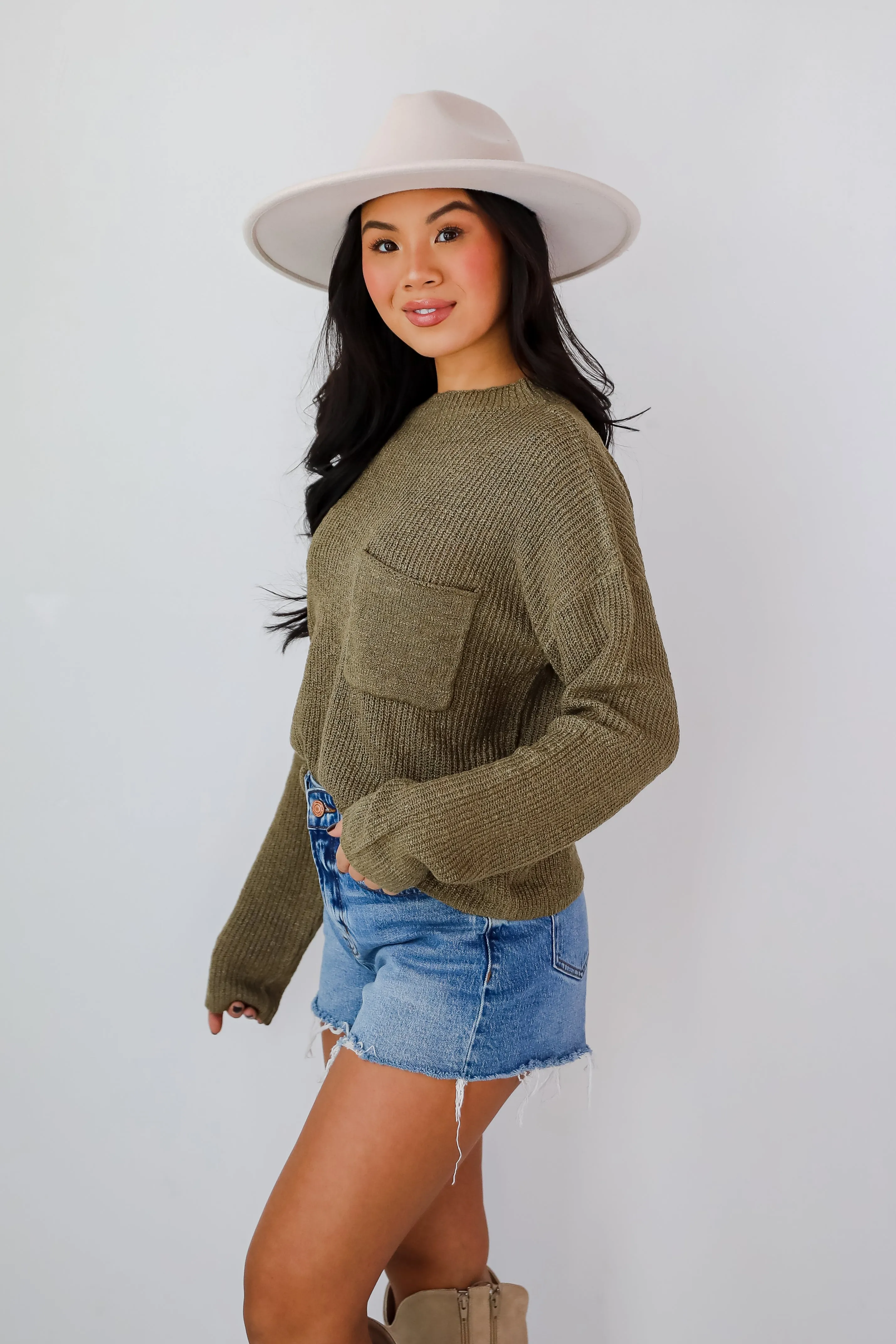 FINAL SALE - Maximum Cozy Olive Lightweight Knit Sweater
