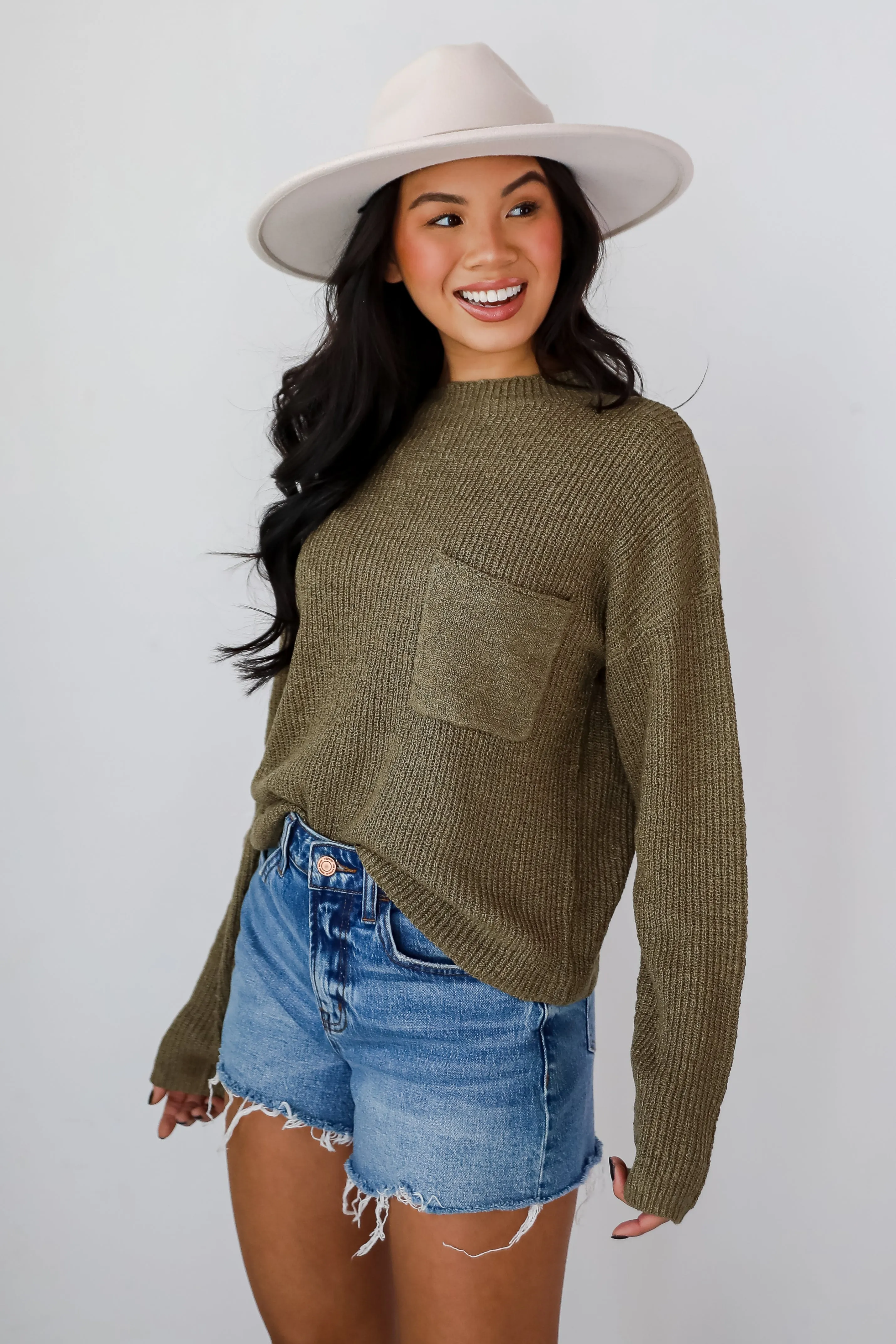 FINAL SALE - Maximum Cozy Olive Lightweight Knit Sweater