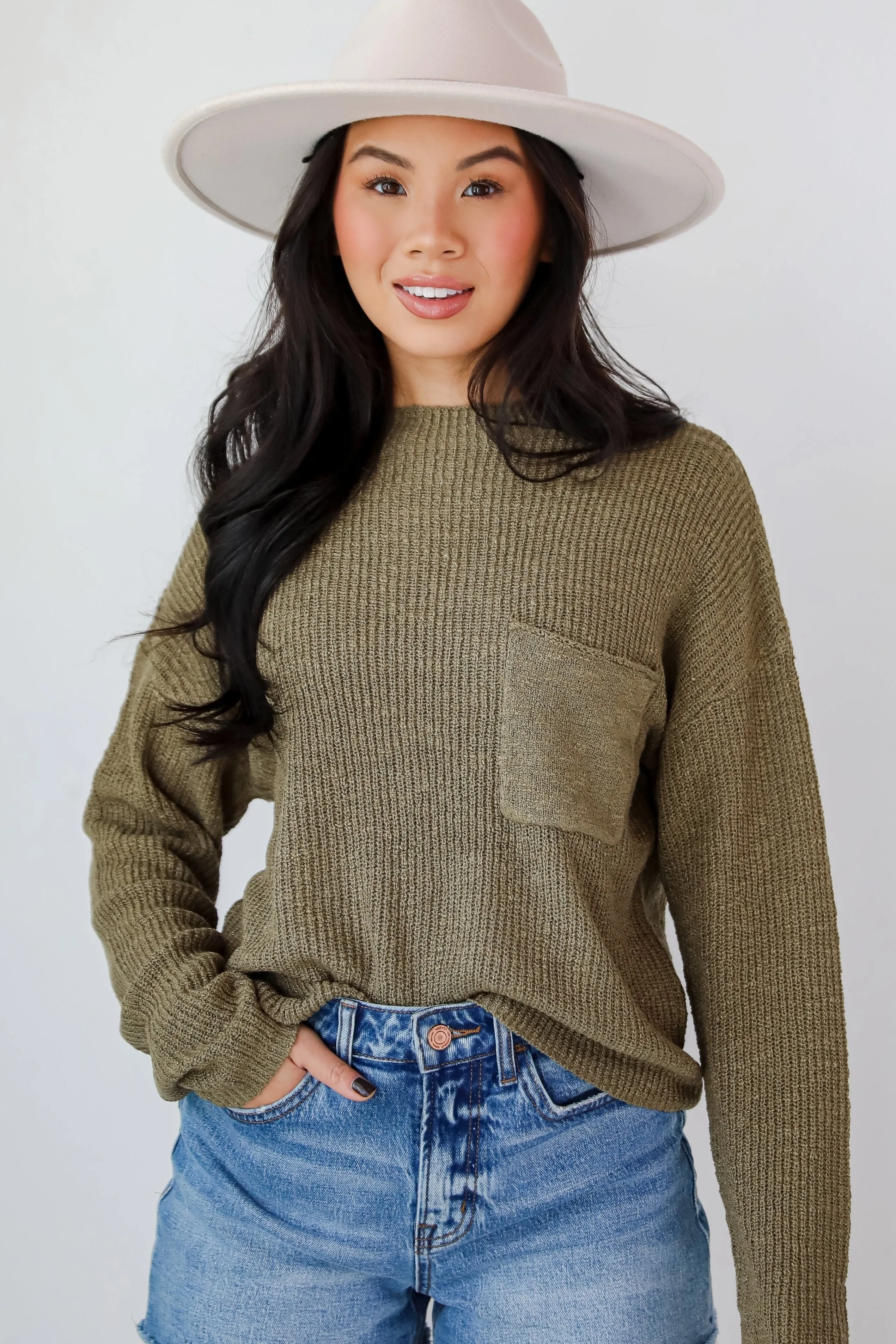 FINAL SALE - Maximum Cozy Olive Lightweight Knit Sweater