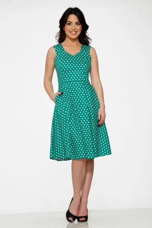 Green & White Polka Dot Dress
