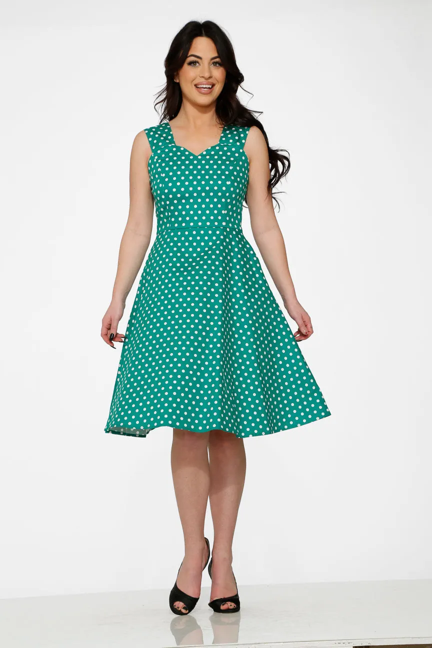 Green & White Polka Dot Dress