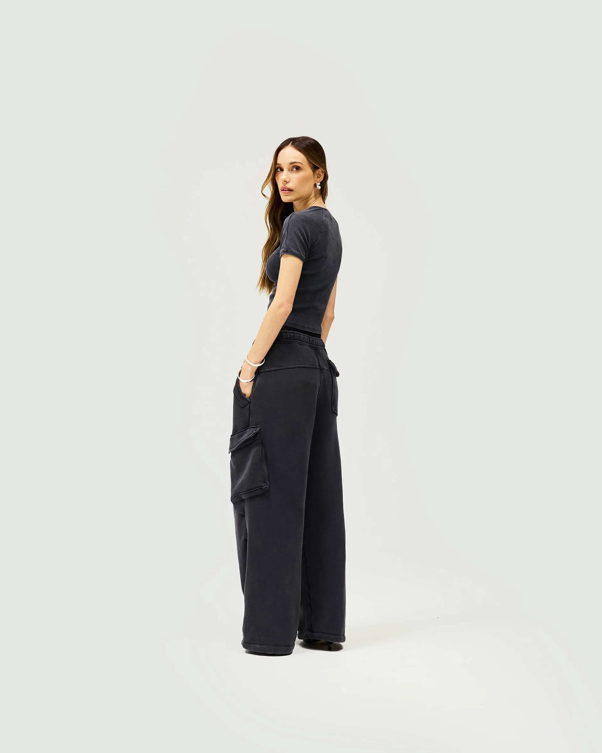 Initial Cargo Jogger - Washed Black
